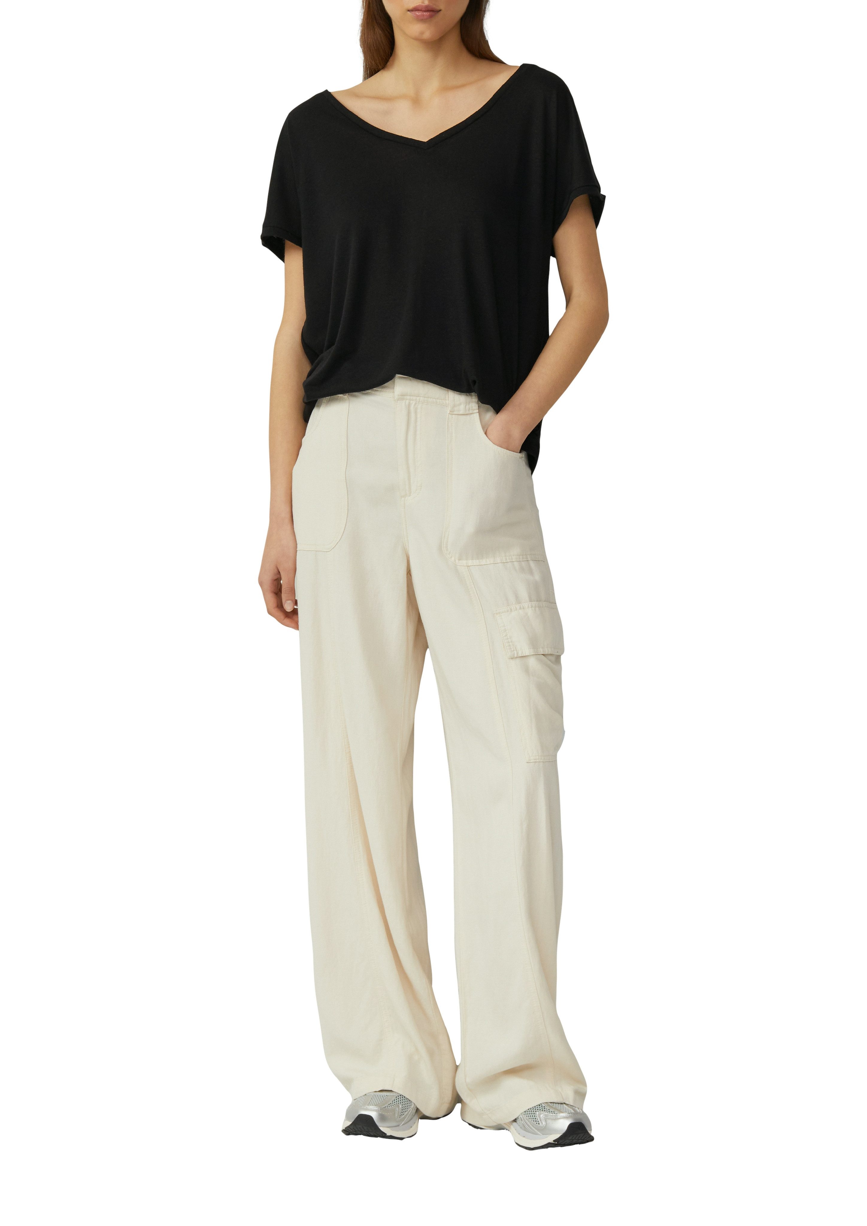 QS T-Shirt mit Leinenanteil günstig online kaufen