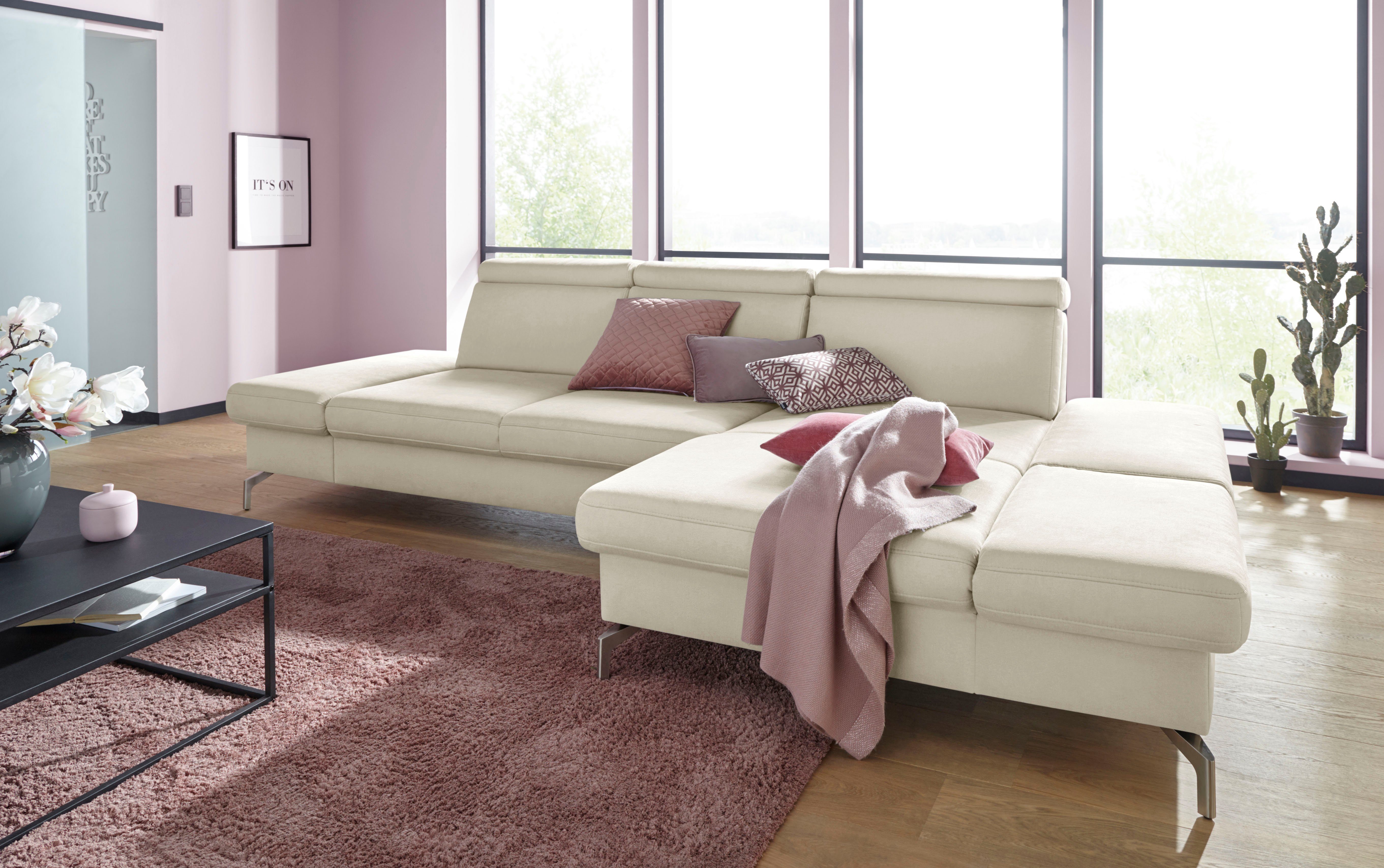 sit&more Ecksofa Brisbane L-Form, Fußhöhe 15 cm, inklusive Sitztiefen-, Armteil- und Kopfteilverstellung