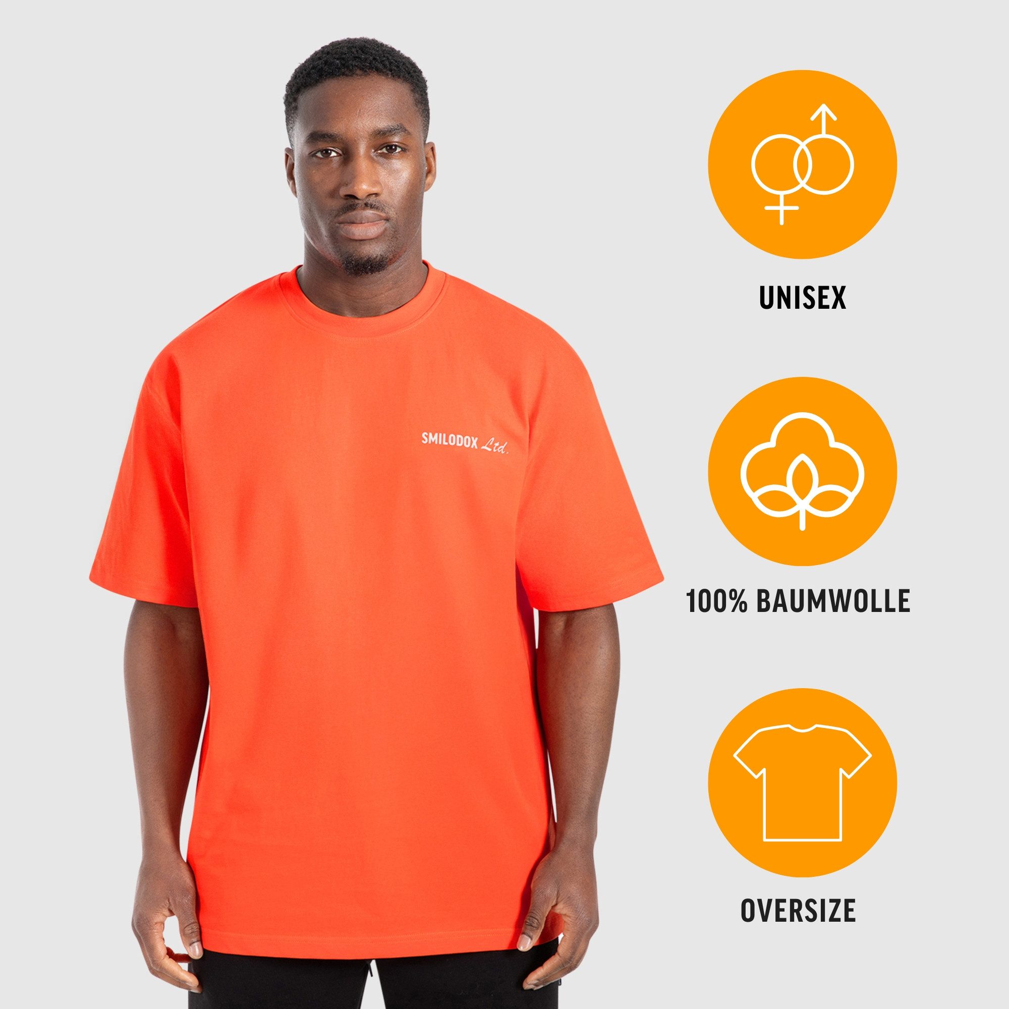 Smilodox T-Shirt Unisex Liquid Brail, Oversize Shirt großes Logo-Print, 100% Baumwolle, Atmungsaktives Funktionsshirt, locker geschnitten, Perfekter Stoff