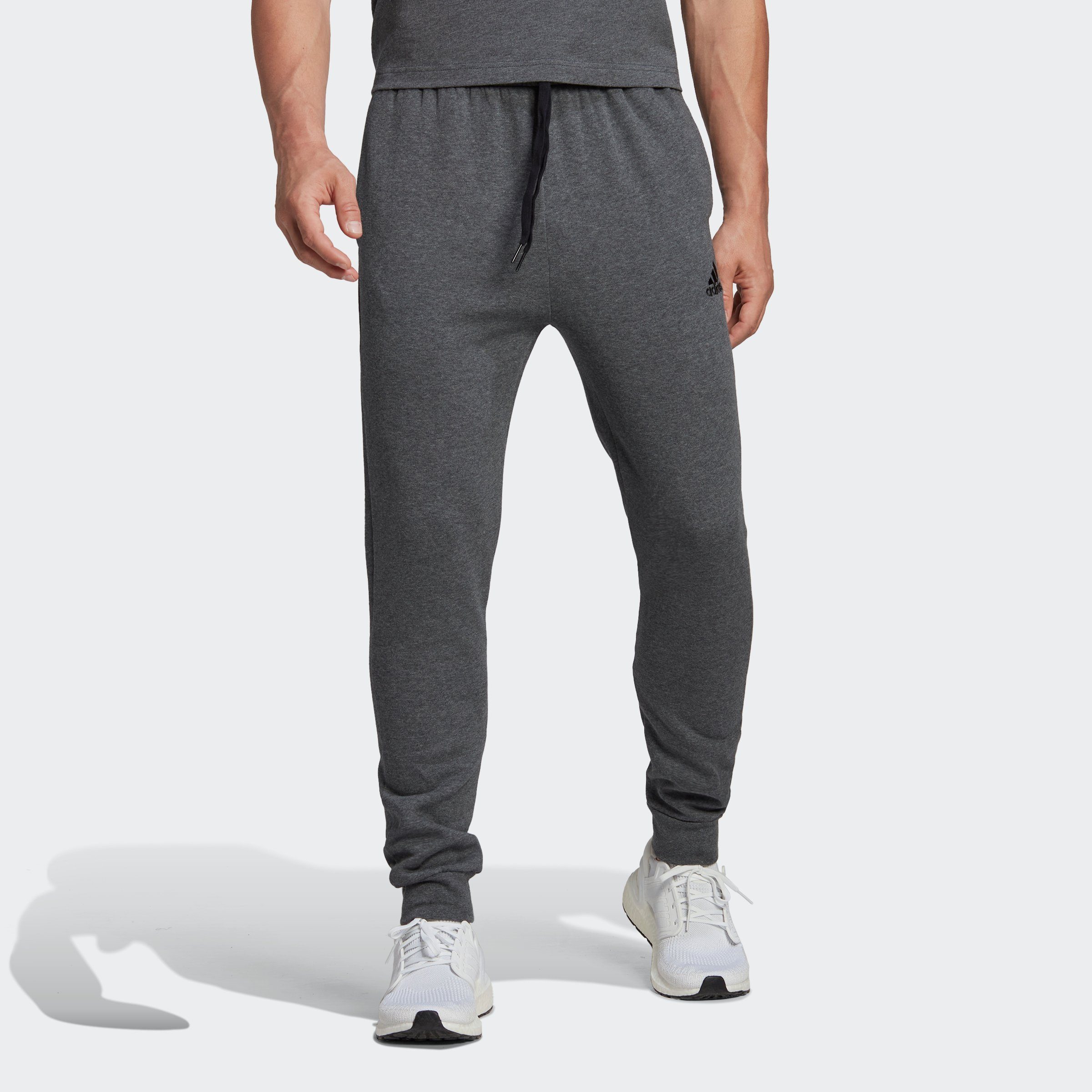 HOSE FLEECE Dark Sporthose (1-tlg) ESSENTIALS Heather Sportswear TAPERED adidas / Black REGULAR Grey