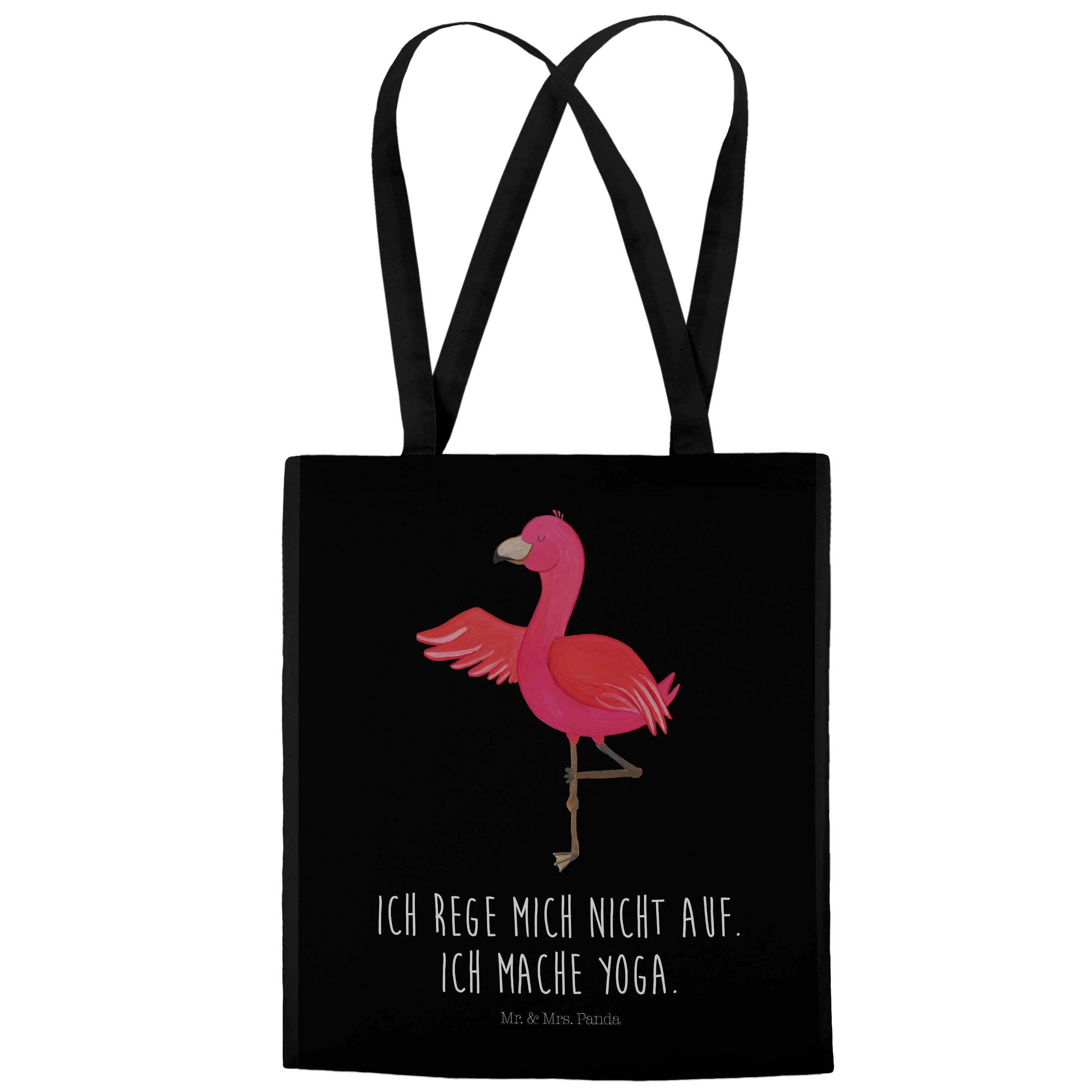 Mr. & Mrs. Panda Geschenk, Flamingo (1-tlg) - - Schwarz Yogapose, Yoga Tragetasche Beuteltasche, Jutebeute
