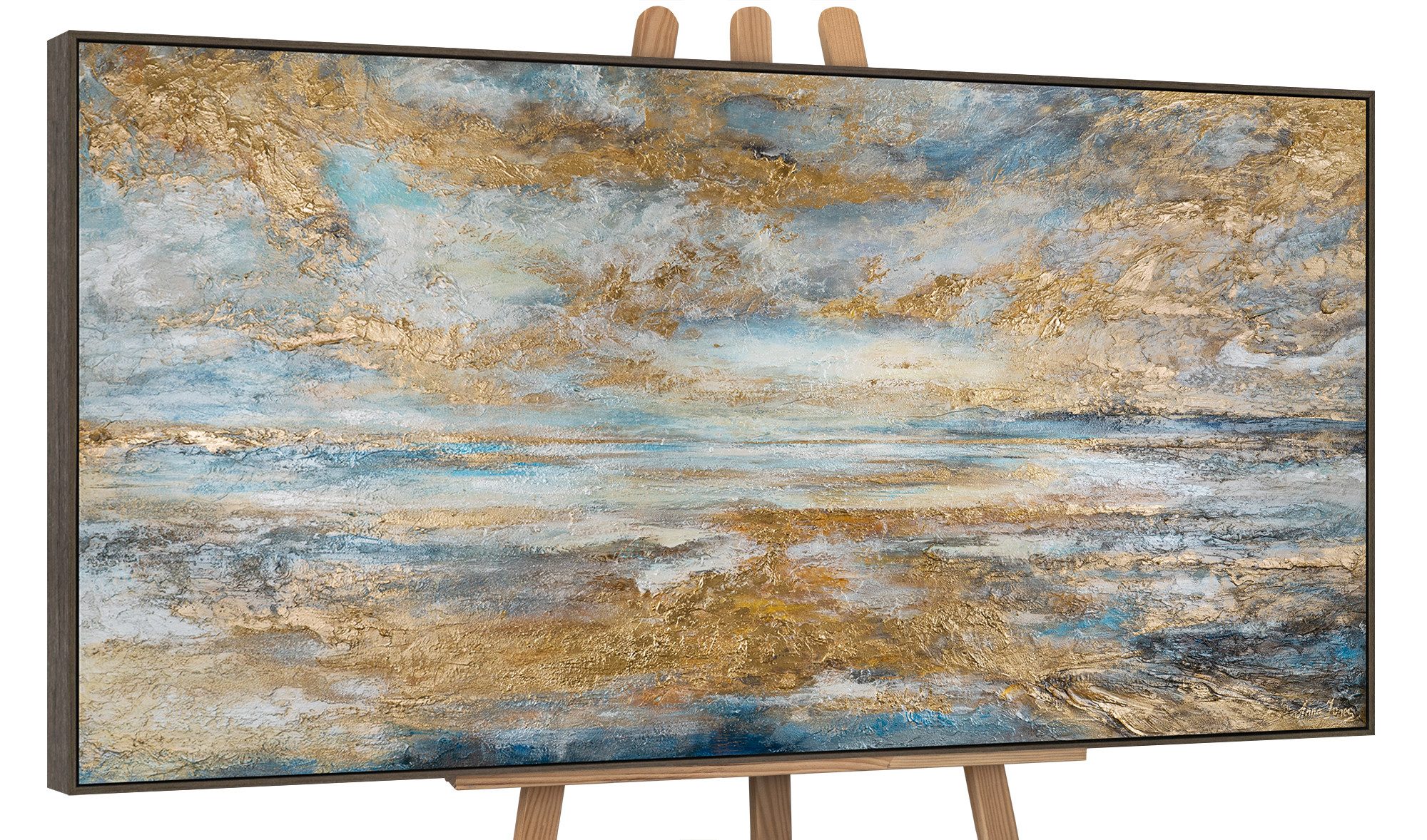 YS-Art Gemälde Goldene Bucht, Abstraktion, Leinwandbild günstig online kaufen