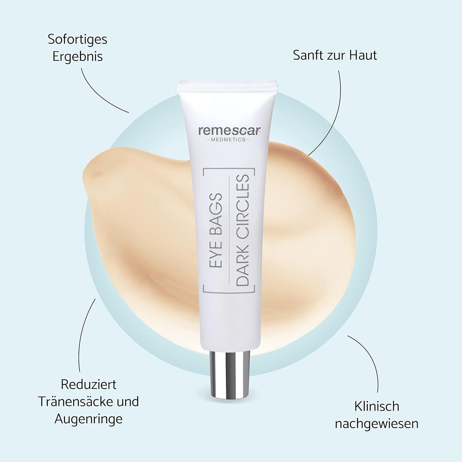 Remescar Anti-Aging-Augencreme gegen Tränensäcke & Augenringe Augencreme 8 ml, Strafft die Augenpartie für ein frisches Aussehen, Sofortige Pflege gegen Unteraugenbeutel, Augenringe & Schwellungen