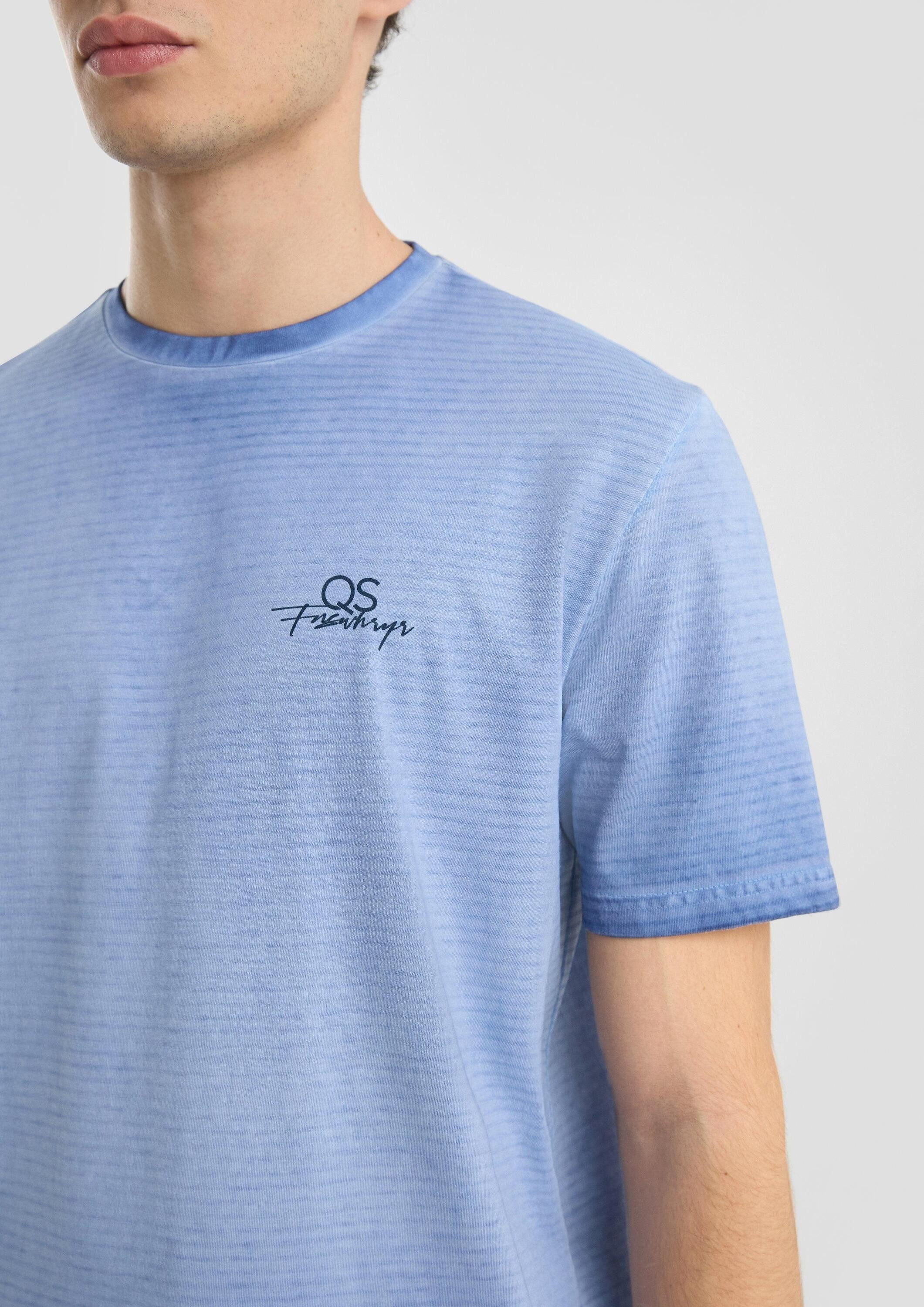 QS Kurzarmshirt T-Shirt Gewaschenes Ringelshirt mit Rundhalsausschnitt