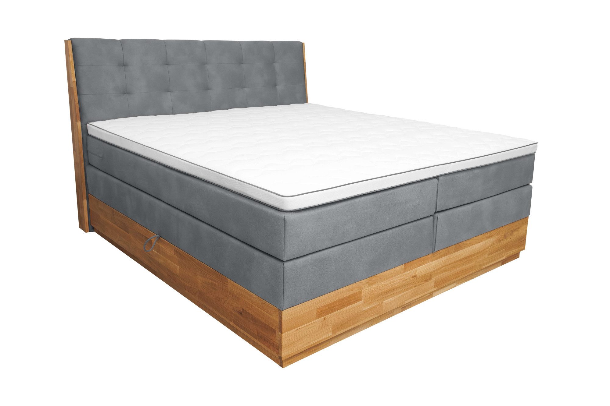 OTTO home Boxspringbett Alleea, Doppelbett, Polsterbett, Federkernbett, Komforbett, 160/180 cm, inkl. Topper, zwei Bettkästen, Taschen-Federkernmatratze, Härtegrad 3