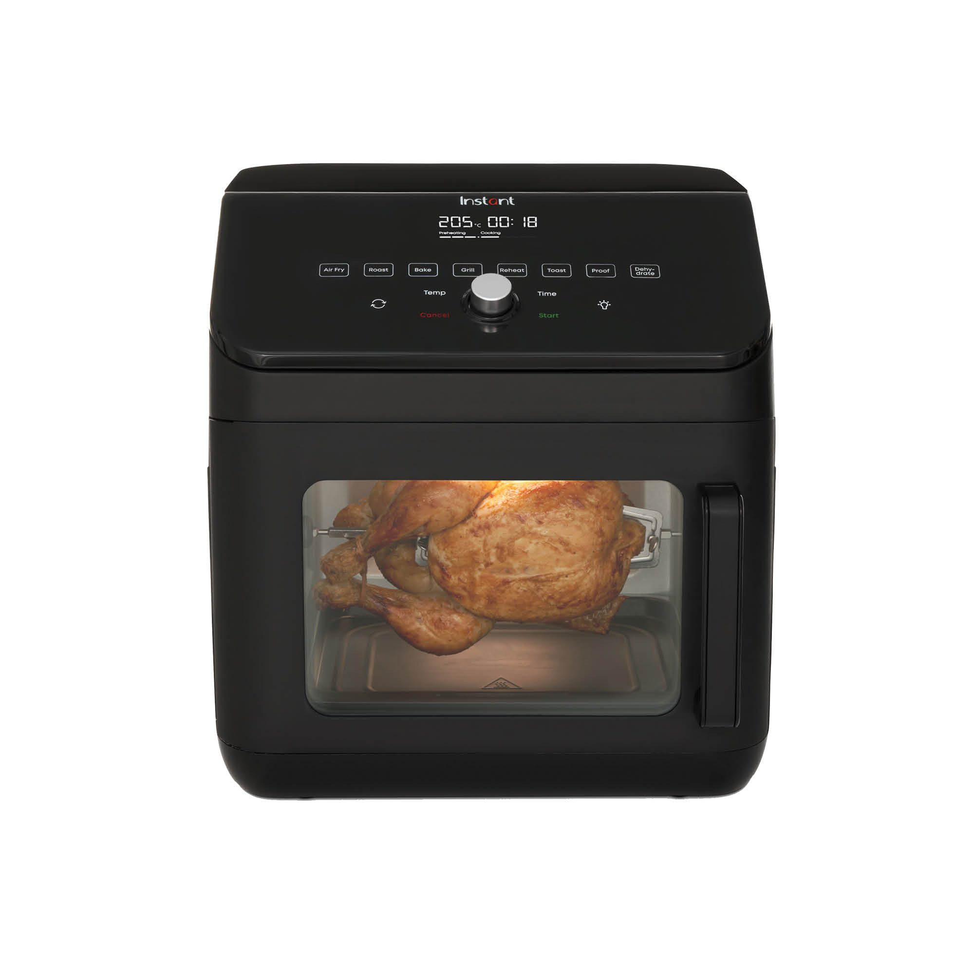 Instant Pot Minibackofen Vortex 9in1 Heißluftbackofen mit Drehspieß Braten Dörren Toasten 1700W, 13L, 9 Kochprogramme, 360°Heißluftzirkulation, Kochfortschrittsanzeige