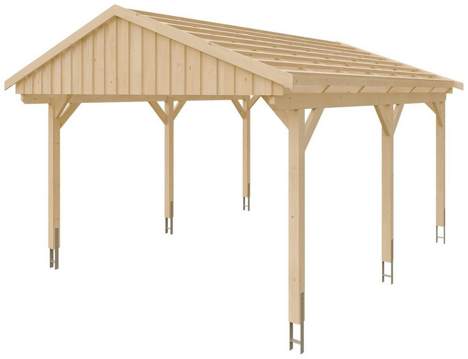 Skanholz Einzelcarport Fichtelberg, BxT: 423x566 cm, 379 cm Einfahrtshöhe,  mit Dachlattung, Sparrendach mit Dachlatten (ohne Dachziegel)