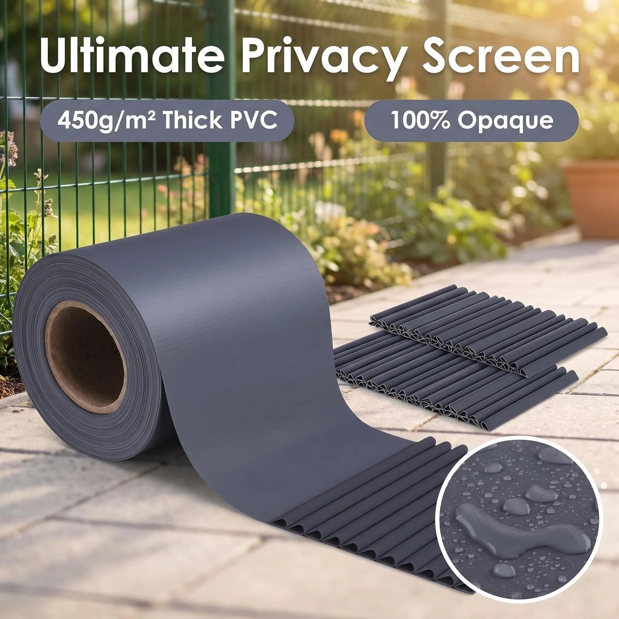 TLGREEN Sichtschutzstreifen 50mx19cm PVC Sichtschutzstreifen, (50mx19cm, inkl. 35 Befestigungsclips), Sichtschutz für Zaun, Doppelstabmatten