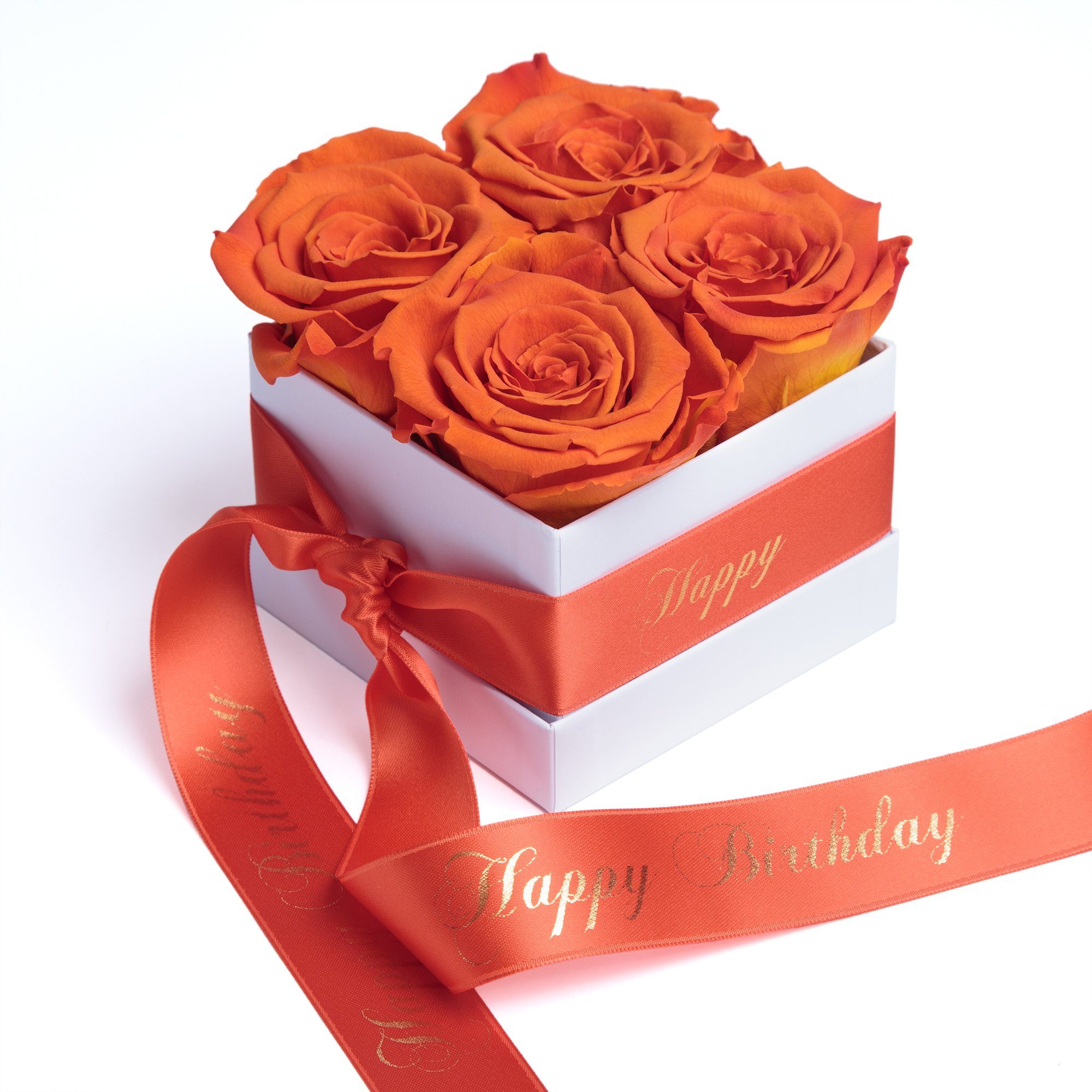 Kunstblume Infinity Rosenbox Happy Birthday Geschenk Geburtstag für Frauen Rose, ROSEMARIE SCHULZ Heidelberg, Höhe 8.5 cm, echte Rosen haltbar 3 Jahre