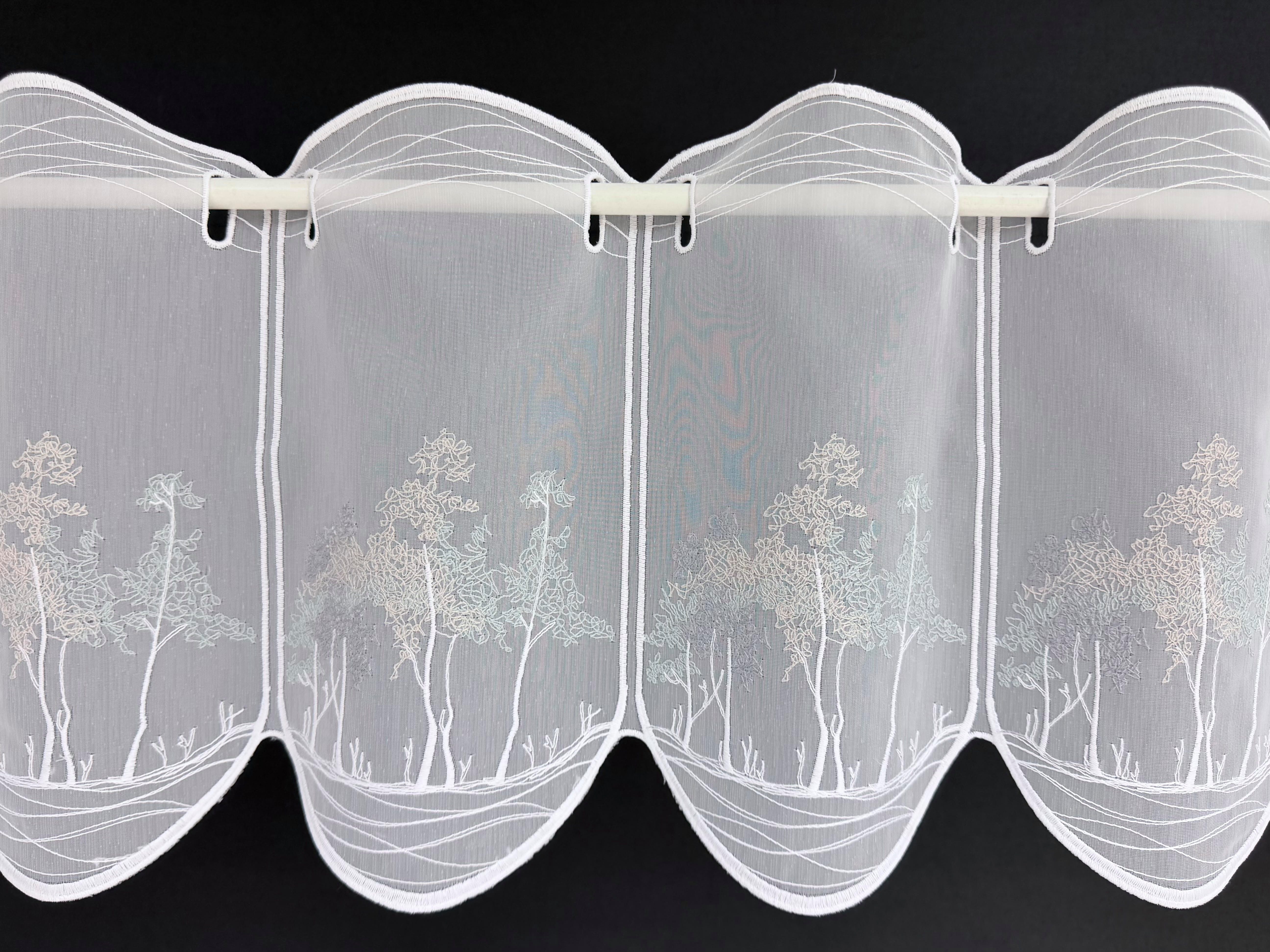 Gardinen Kranzusch Scheibengardine mit Bäumen (1 St), Stangendurchzug, transparent, Stablöcher,transparent,verschiedene Höhen, Breiten – Bild 4 von 4
