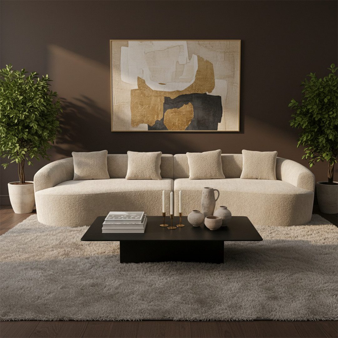 skølm Big-Sofa Loki aus Teddy-Bouclé-Stoff, Beige, günstig online kaufen