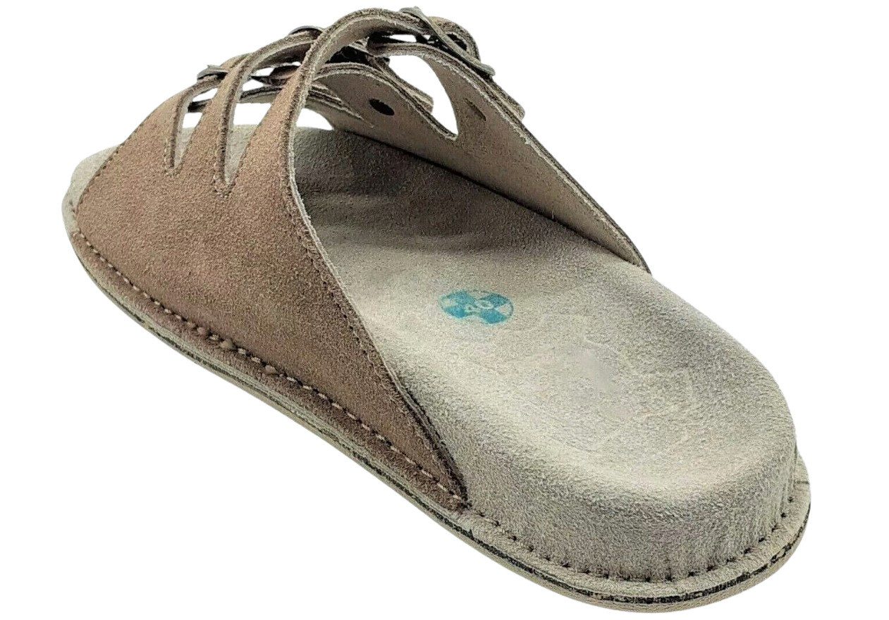 em-ka Leder Herren Sandalen Fußbett Pantolette Hausschuhe Pantolette Gesundheitschuhe mit Veloursleder Fußbett, teilweise Handarbeit