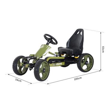 HOMCOM Go-Kart mit Handbremse Kinderfahrzeug mit Verstellbarem Sitz ab 3 Jahren Grün, L105 x B54 x H61cm