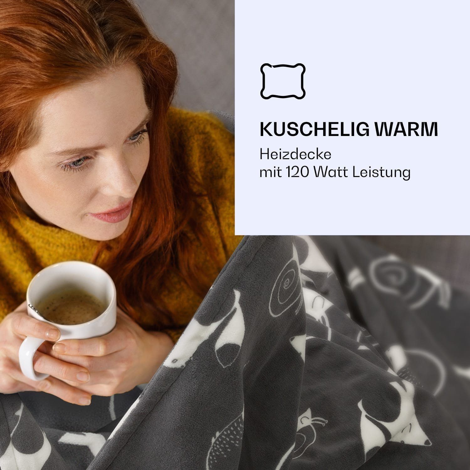 Klarstein Heizdecke Dr Watson XXL, Wärmedecke elektrische Heizdecke Abschaltautomatik beheizbare Decke