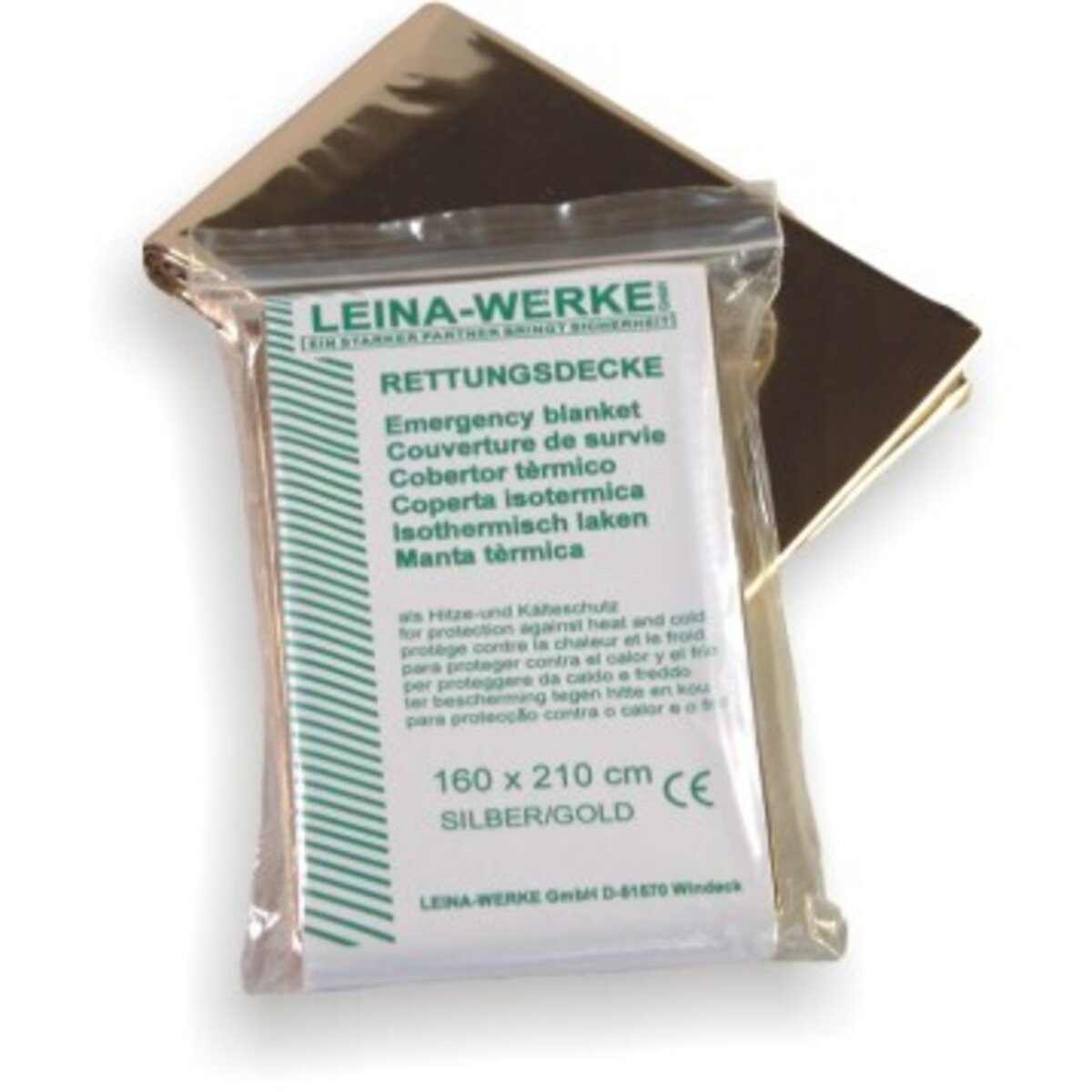 Leina-Werke Erste-Hilfe-Set Rettungsdecke - 210 x 160 cm silber-gold.