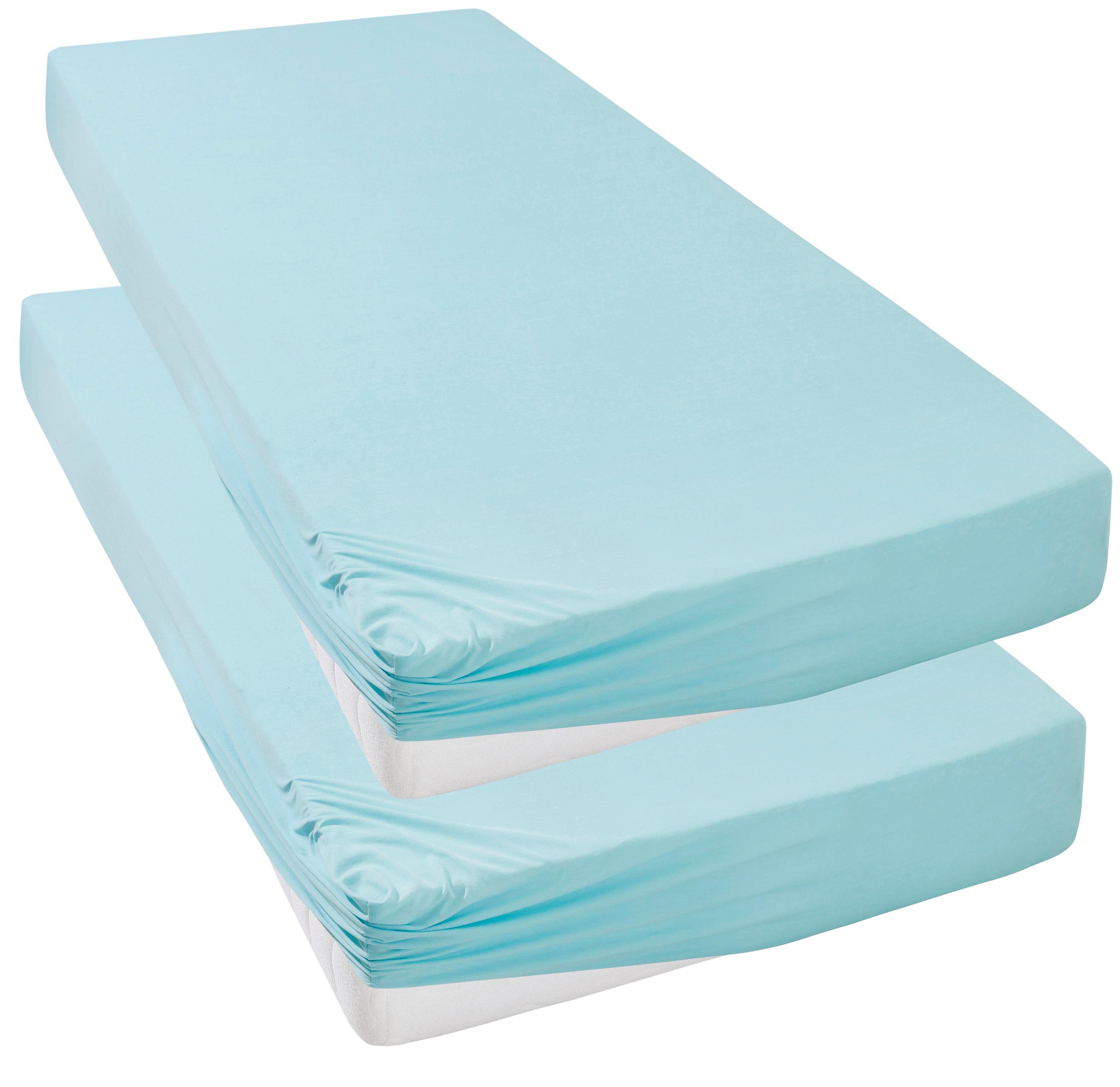 OTTO home Spannbettlaken Bettlaken Jersey, Spannbetttuch mit Baumwolle, uni, Jersey, Gummizug: rundum, (2 Stück), für Matratzen bis 18cm Höhe, Spannbettlaken, Baumwollmischung