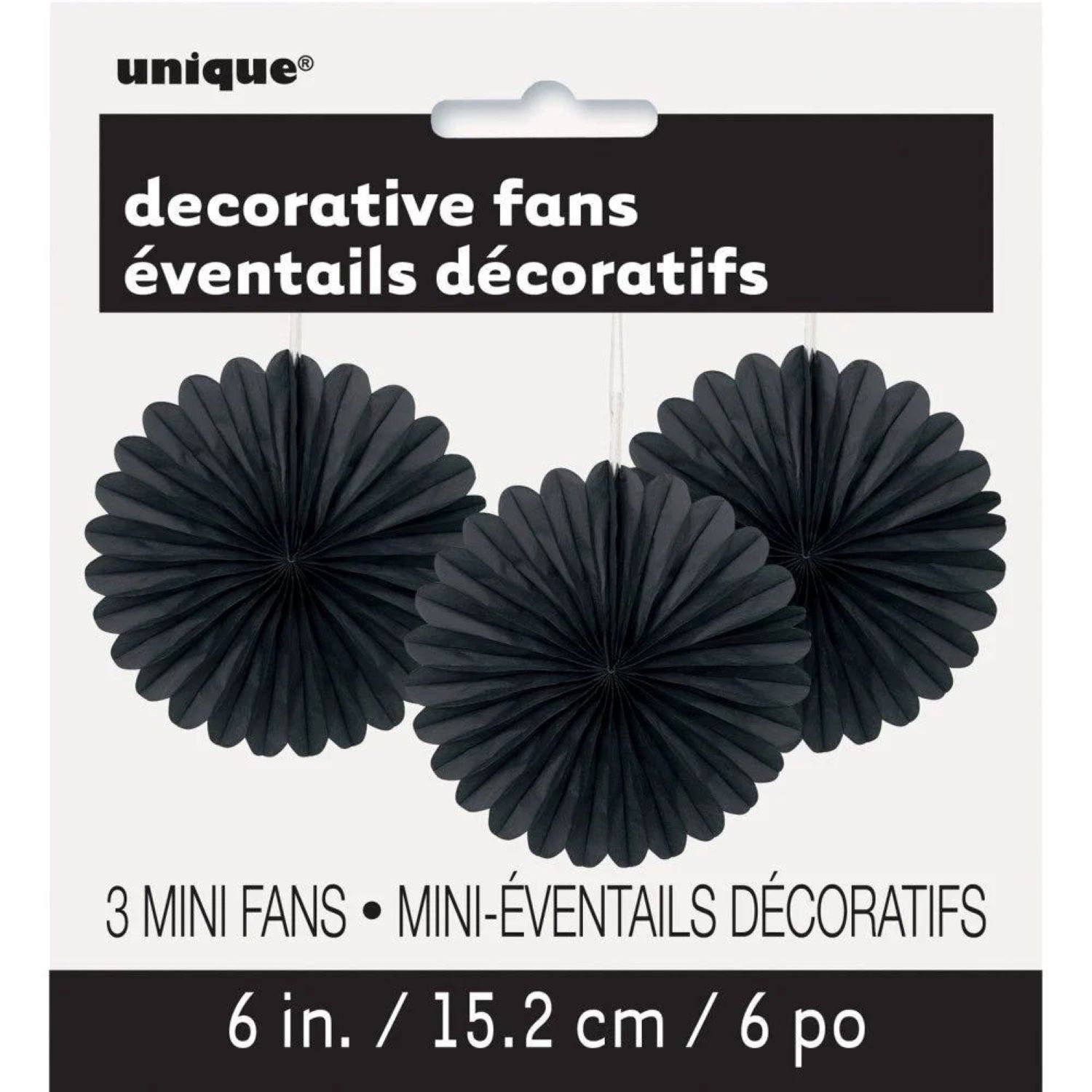 Unique Industries Inc. Hängedekoration Dekofächer Uni 15cm/3 Stück, Schwarz – Bild 2 von 2