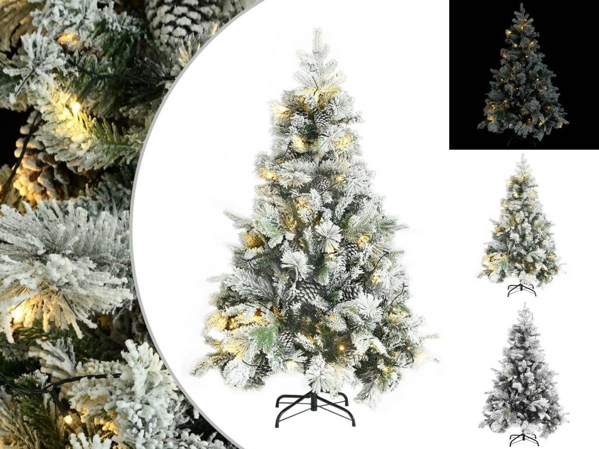 vidaXL Künstlicher Weihnachtsbaum Weihnachtsbaum mit LEDs Zapfen Beschneit 150 cm PVC PE