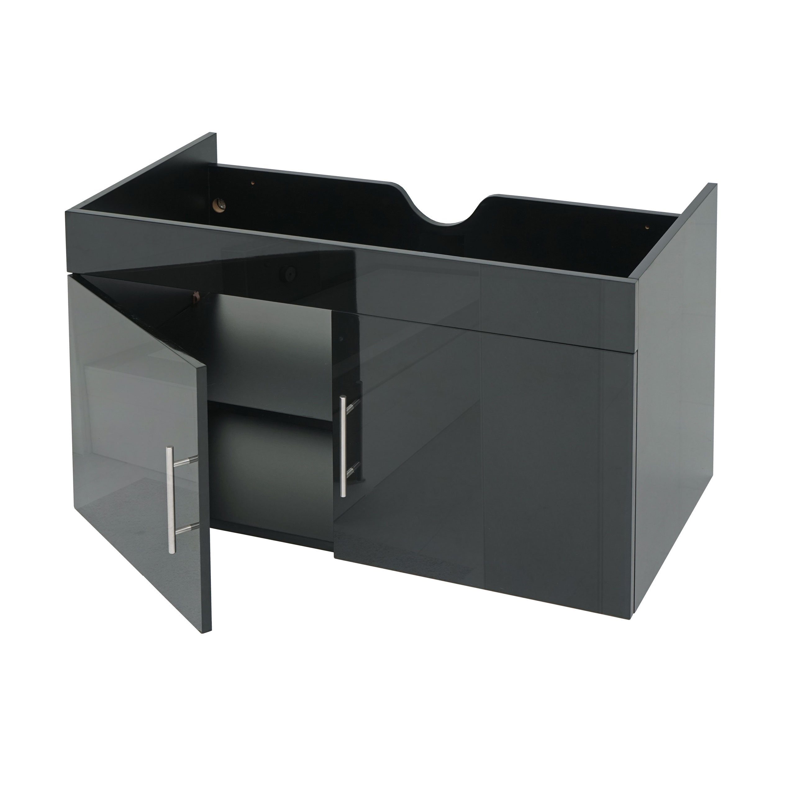MCW Waschbeckenunterschrank MCW-D16-WUS (1-St) Hochglanz-Optik, 2 Türen, Einlegeboden in 3 Höhen montierbar