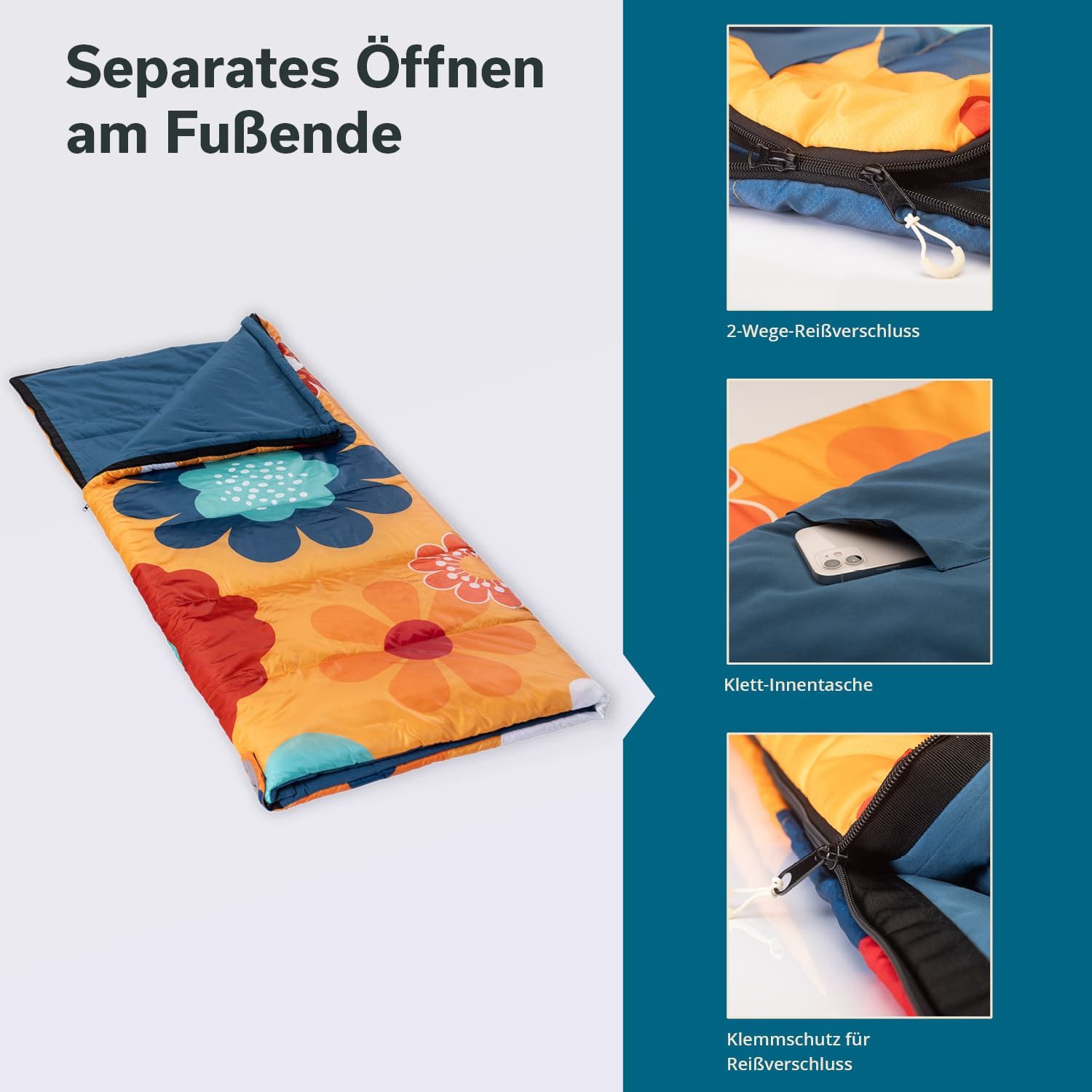 Skandika Deckenschlafsack, Schlafsack Outdoor für Erwachsene, 3 Jahreszeiten