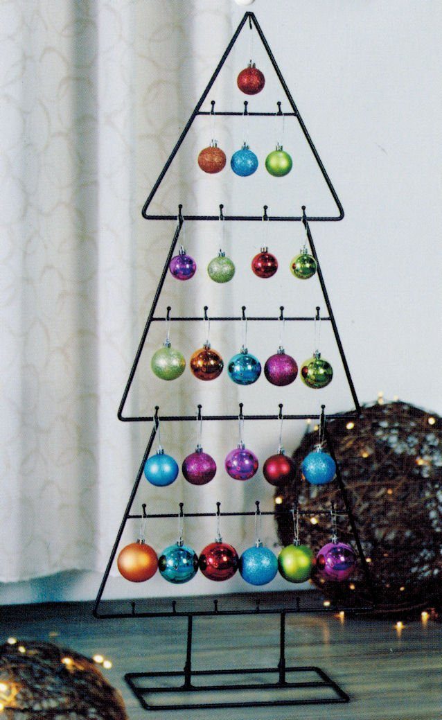 Spetebo Weihnachtskugelständer Design Metall Tanne - 100 cm - Deko Aufsteller, mit 29 Haken um Weihnachtskugeln oder sonstigen Zierschmuck