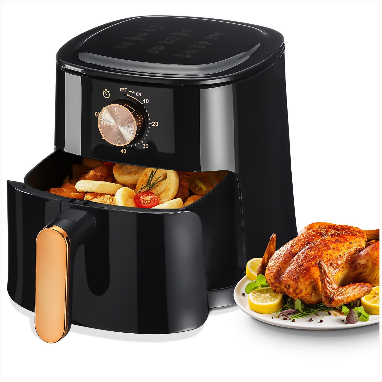 Heißluftfritteuse Heißluftfritteuse 4,5L, Multifunktionale Air Fryer 1800W, Max 200℃