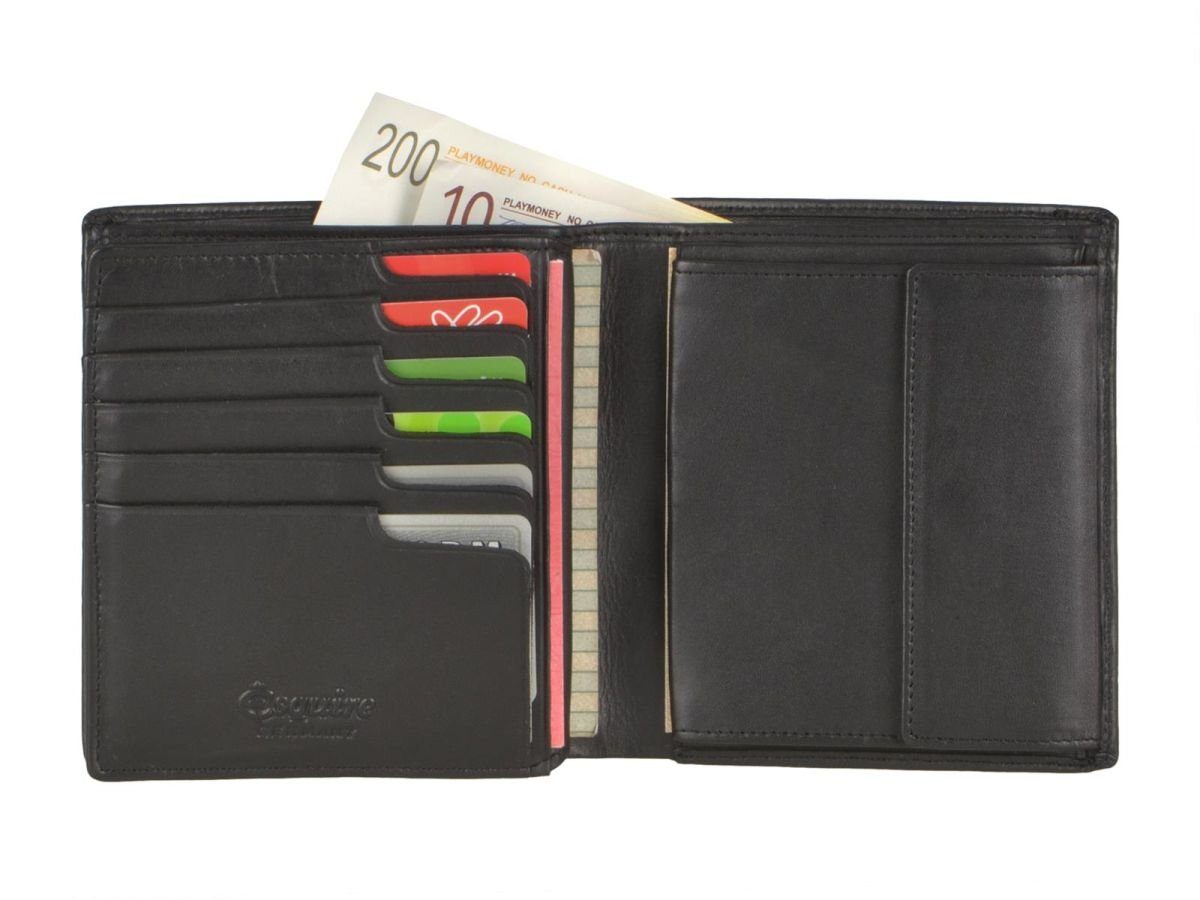 Esquire Geldbörse Harry, Schutz, mit Geldbeutel, Black RFID Herrenbörse, Portemonnaie, Leder glattes