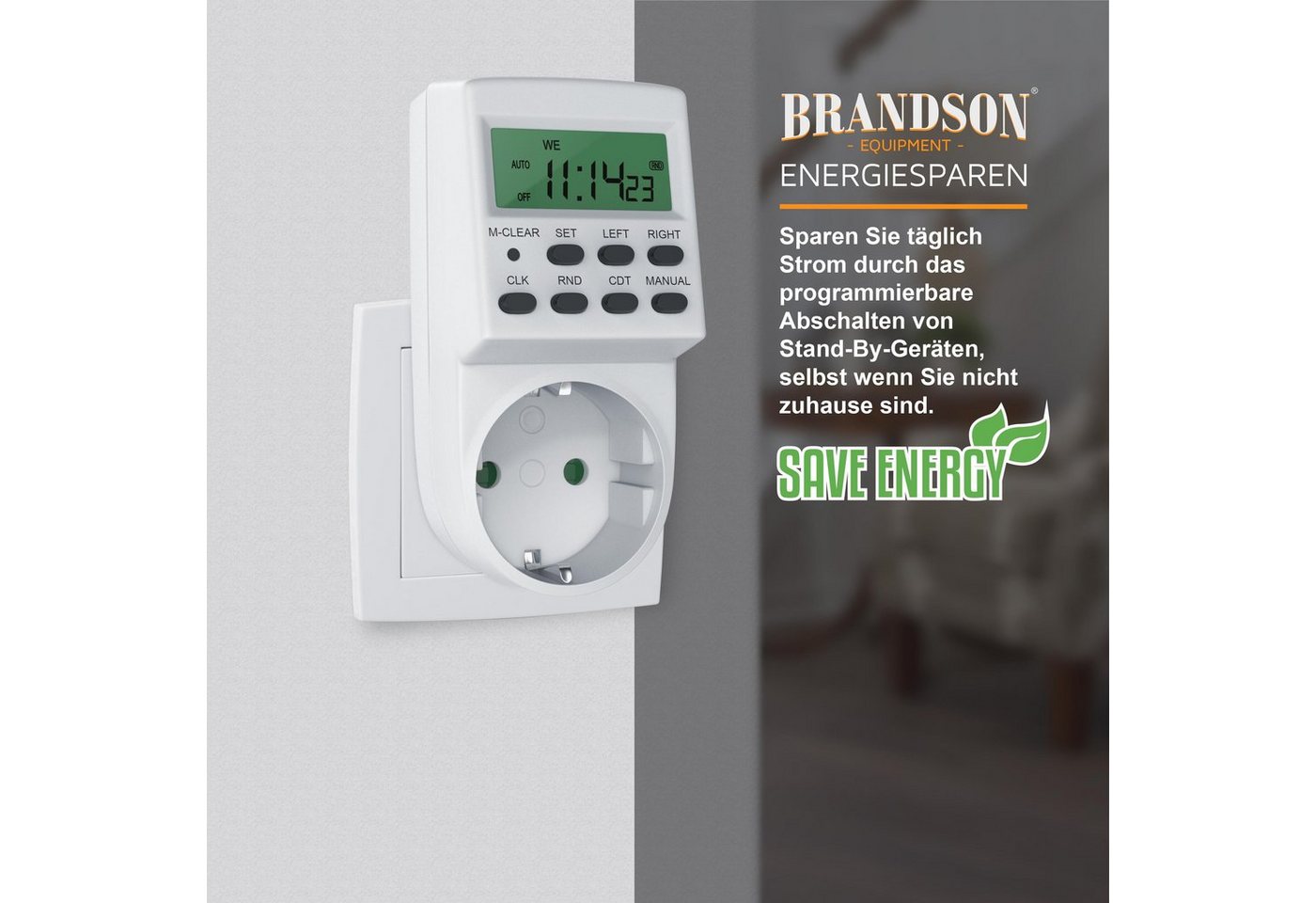 Thumbnail - Brandson Zeitschaltuhr, digital, mit Kinderschutzsicherung, 1,5" LCD Display, 20 ON/OFF Programme