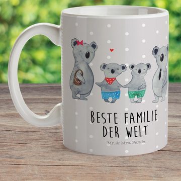 Mr. & Mrs. Panda Kinderbecher Koala Familie zwei - Grau Pastell - Geschenk, Muttertag, Mama, beste, Kunststoff, Mikrowellenbeständig
