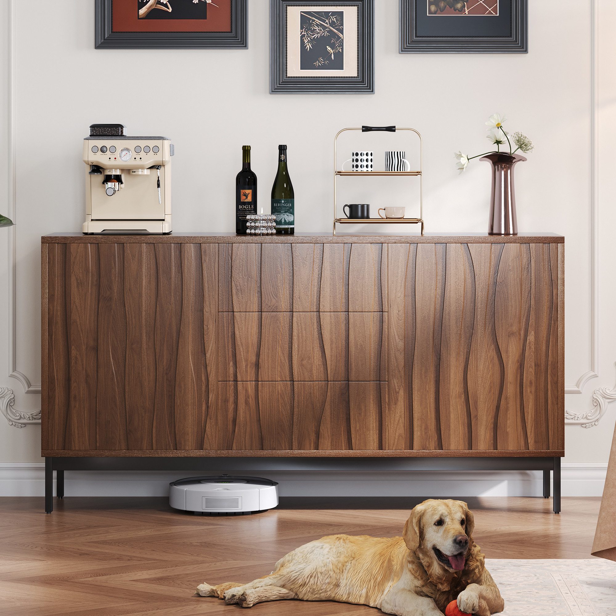 HAUSS SPOLE Sideboard Kommode Beistellschrank Buffetschrank, strukturierte günstig online kaufen