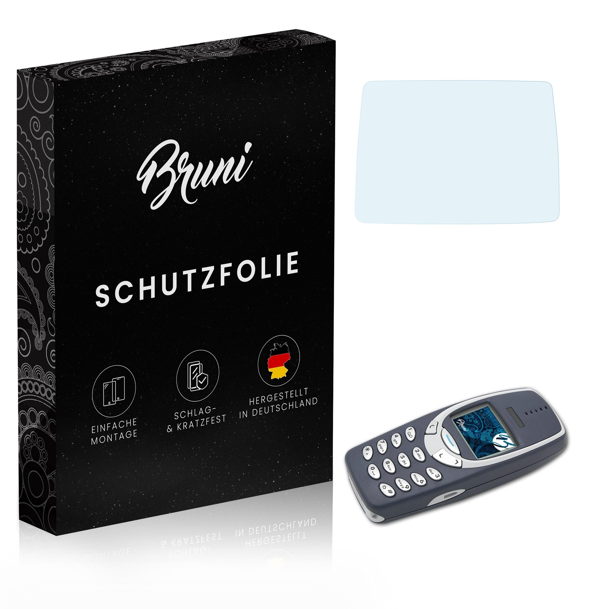Bruni Schutzfolie Glasklare Displayschutzfolie für Nokia 3310, (2 Folien), praktisch unsichtbar