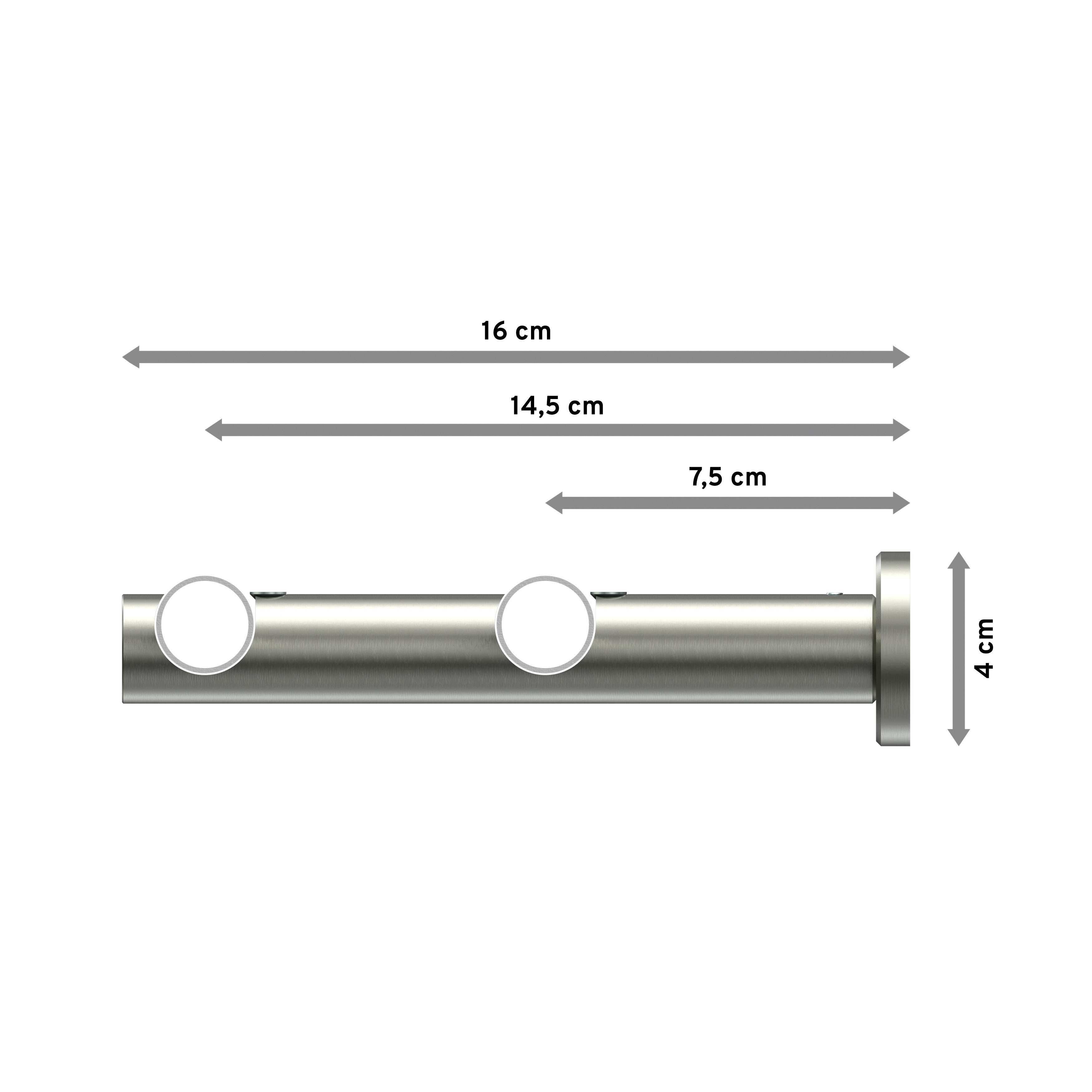 20 2-läufig, Sitra, INTERDECO, / Edelstahl-Optik Gardinenstange Wandmontage, mm, Messing-Optik Platon Ø