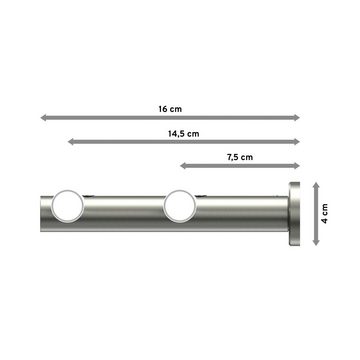 Gardinenstange Platon Elanto, INTERDECO, Ø 20 mm, 2-läufig, Wandmontage, Edelstahl-Optik