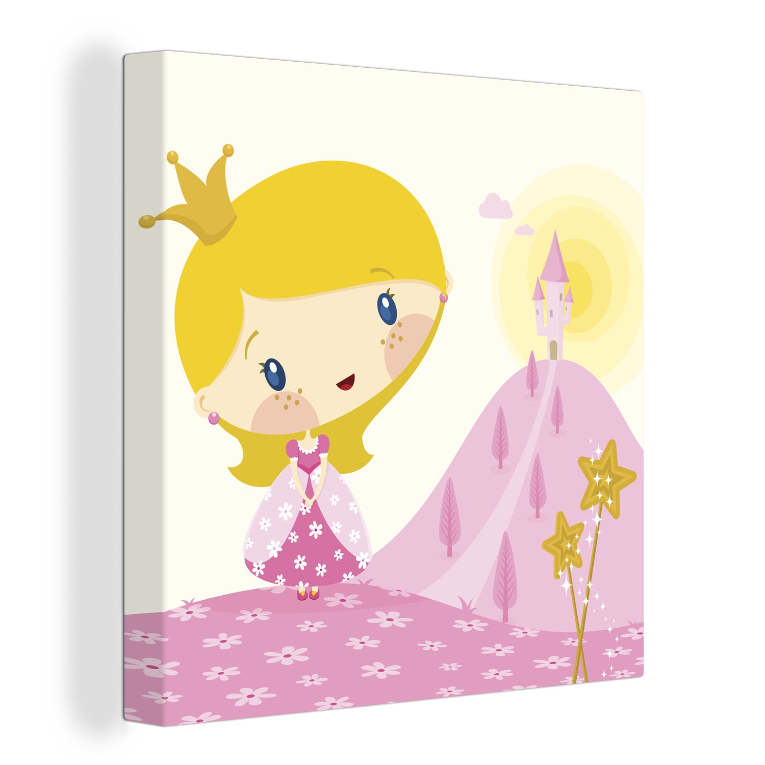 OneMillionCanvasses® Leinwandbild Illustration einer Prinzessin mit einem Paar Feenstöcke, (1 St), Leinwand Bilder für Wohnzimmer Schlafzimmer