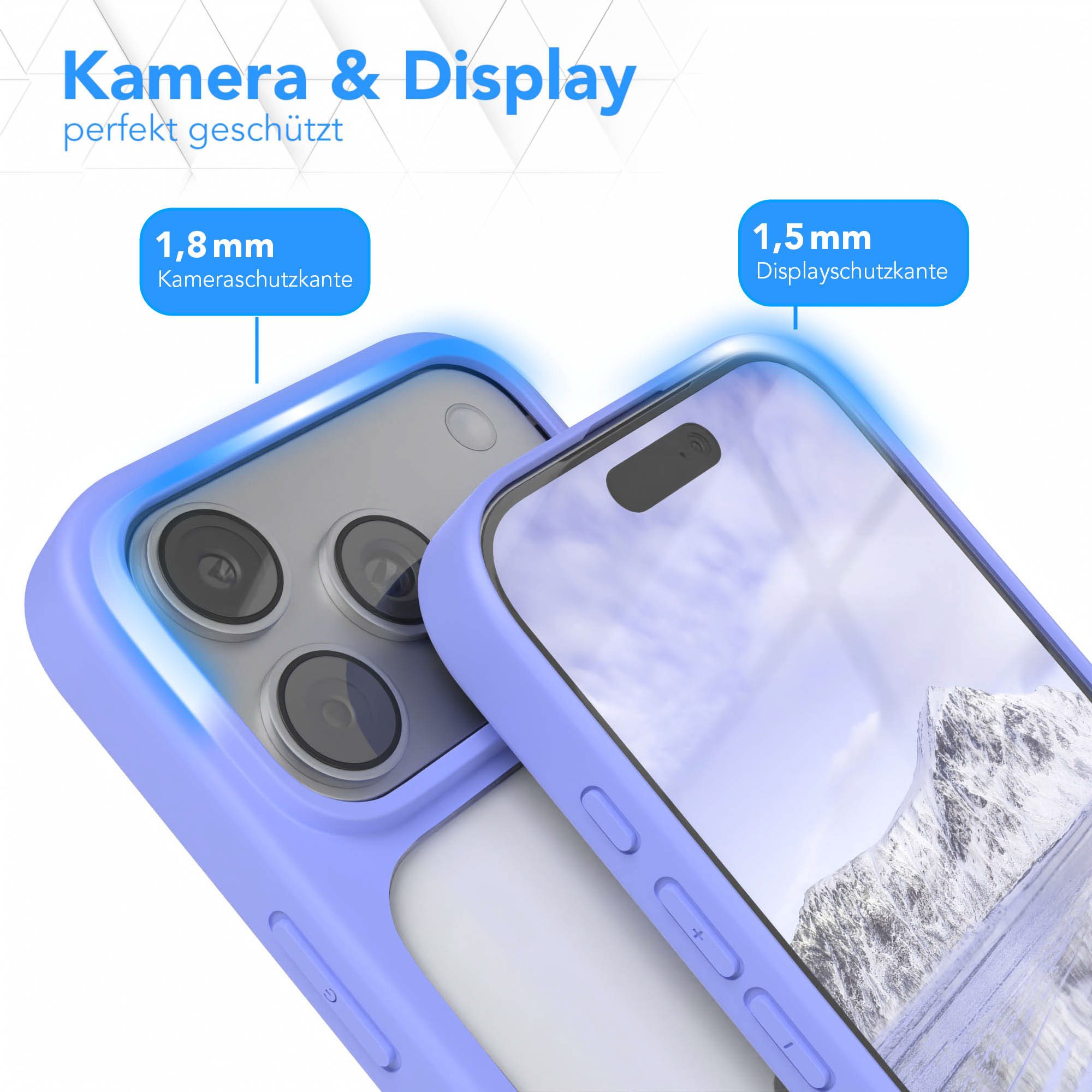 EAZY CASE Handyhülle Bumper Case für Apple iPhone 17 Pro 6,3 Zoll, Smart Slimcover Transparent stoßfest Hybrid Hülle Back Cover Blau