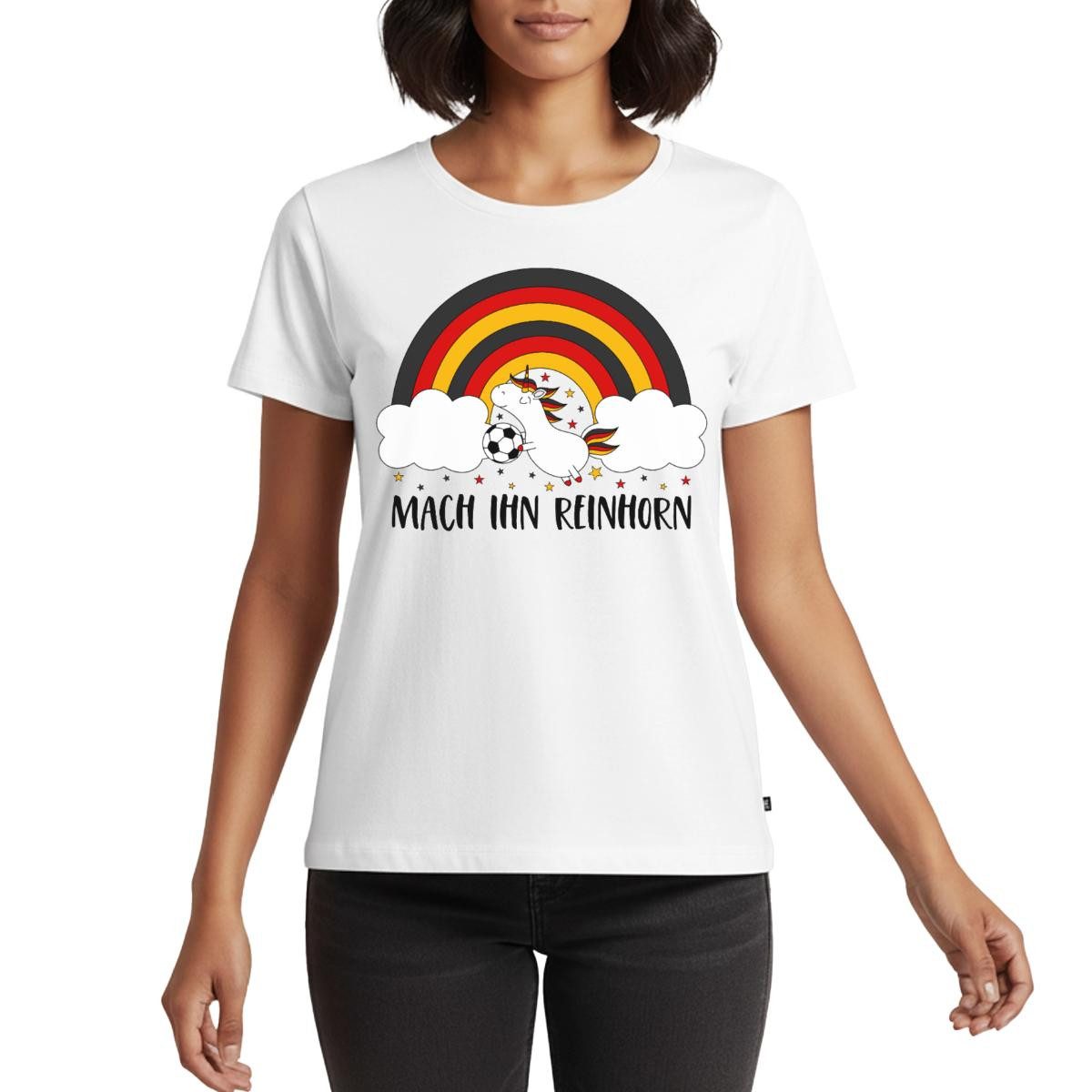 Spreadshirt T-Shirt Deutschland Mach Ihn Reinhorn Lustiger Spruch Fußball Frauen Premium T (1-tlg)