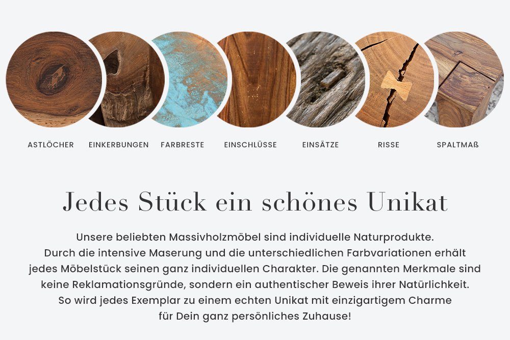 · vintage (Einzelartikel, recyceltes riess-ambiente 1-St), 200cm Massivholz braun Industrial Metall schwarz · GALAXIE Esstisch · / Pinie