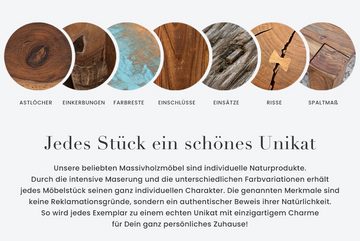 riess-ambiente Baumkantentisch MAMMUT 140cm natur / schwarz (Einzelartikel, 1-St), Massivholz · Stahl · Kufen · 2,6cm Platte · Esszimmer · Industrial