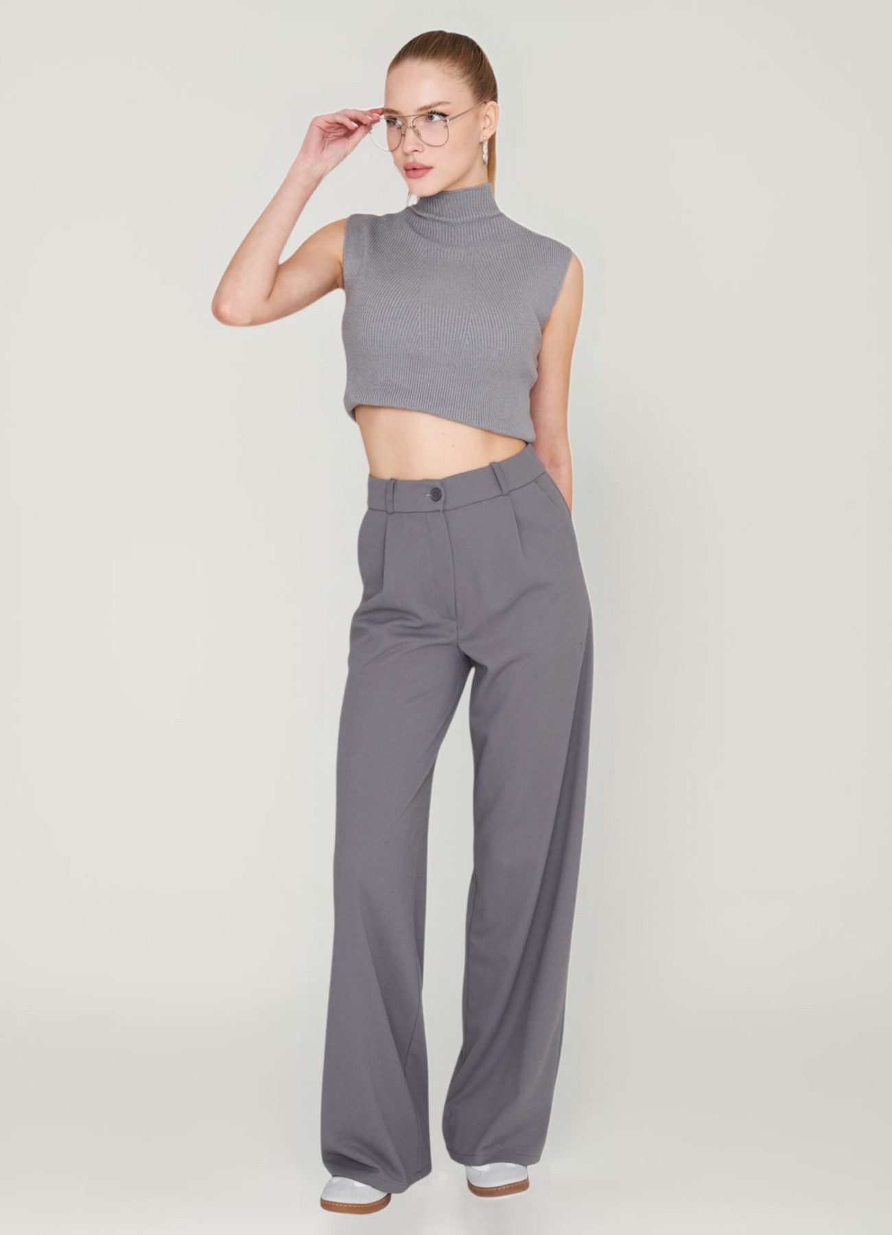 fashionshowcase Palazzohose Damen Stoffhose Marlenehose mit elastischem, ho günstig online kaufen