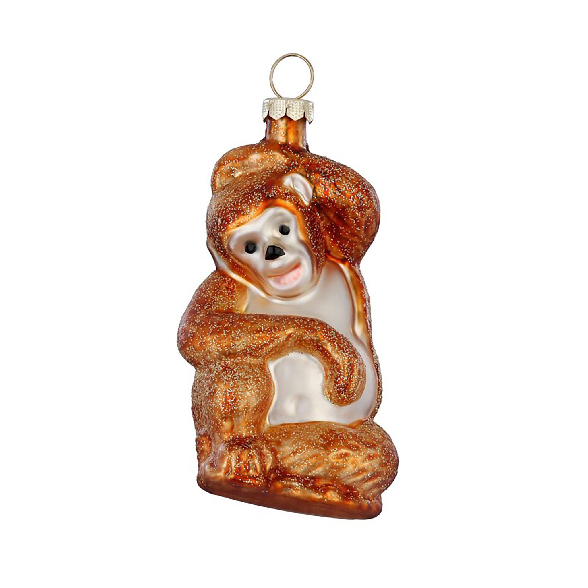MAGIC by Inge Christbaumschmuck, Christbaumschmuck Glas 8cm Affe Figur Hellbraun