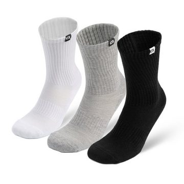 QSOCKS Tennissocken Crew Laufsocken Sportsocken Spezielle Polsterung, für Damen & Herren (Packung, 4 Paar) Qualität Socken