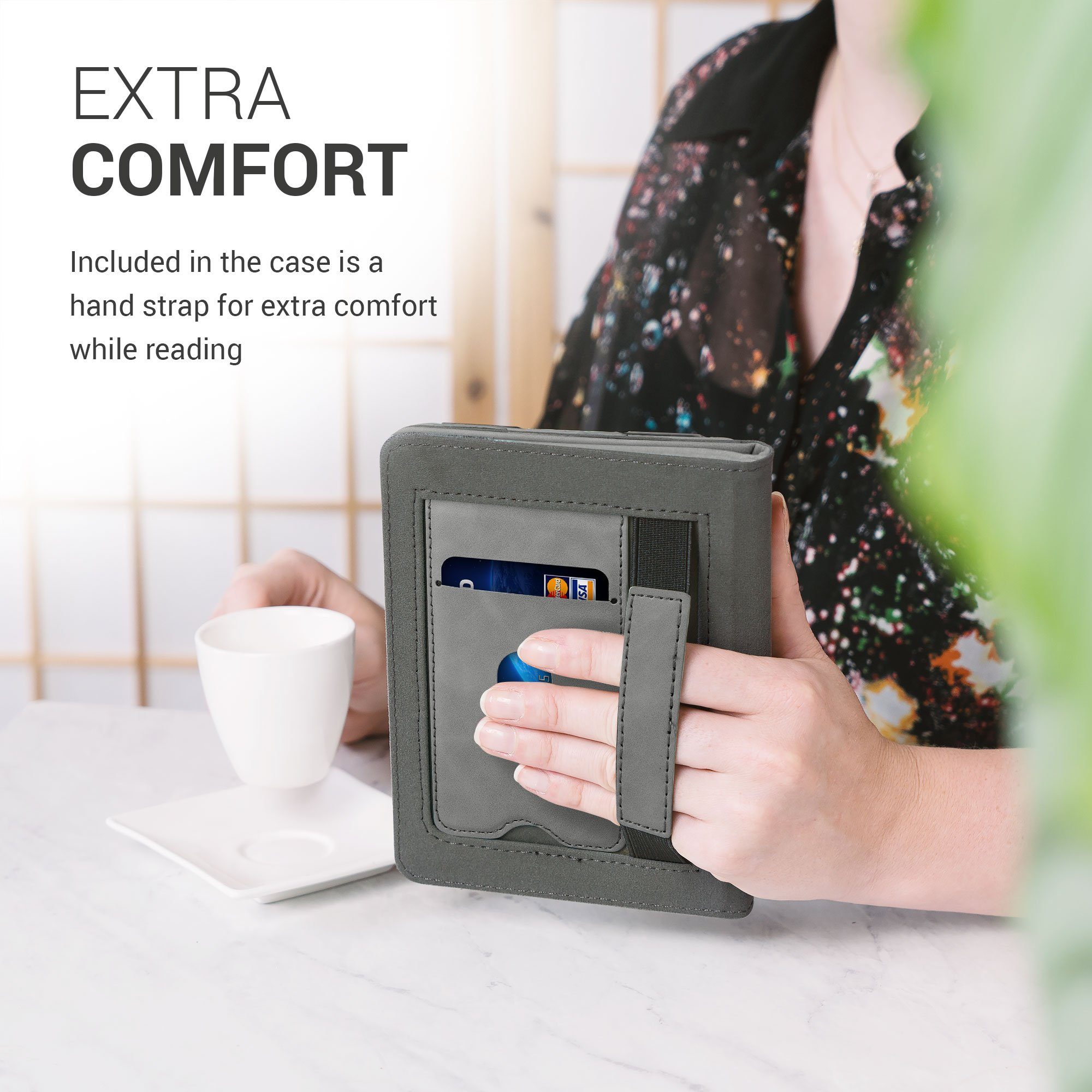 kwmobile E-Reader-Hülle Schutzhülle für Tolino Shine 3, Handschlaufe - Cover Herz Brush Design