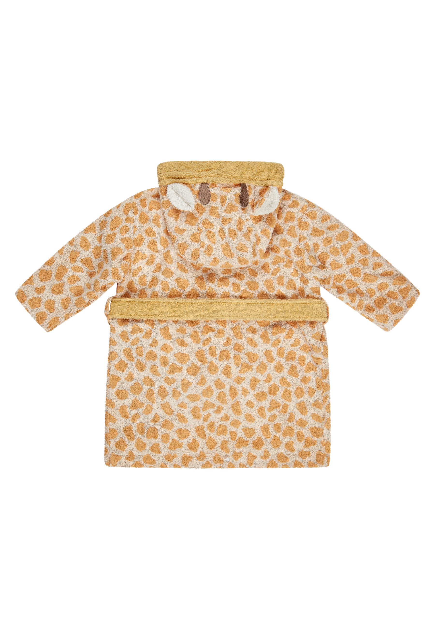 Sterntaler® Babybademantel Bademantel GIRAFFE Kaya, lange Arme, 100 % Baumwolle, aus saugfähiger Baumwolle, kuschelweiche Frotteequalität, mit Kapuze und Gürtel, 3D Elemente an der Kapuze, edle Holzknöpfe, Knöpfe