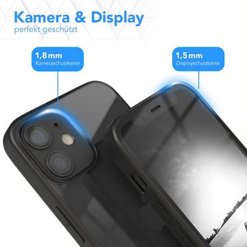 EAZY CASE Handyhülle Bumper Case für Apple iPhone 12 Mini 5,4 Zoll, Hülle Durchsichtig kratzfest Back Cover mit Displayschutz Schwarz
