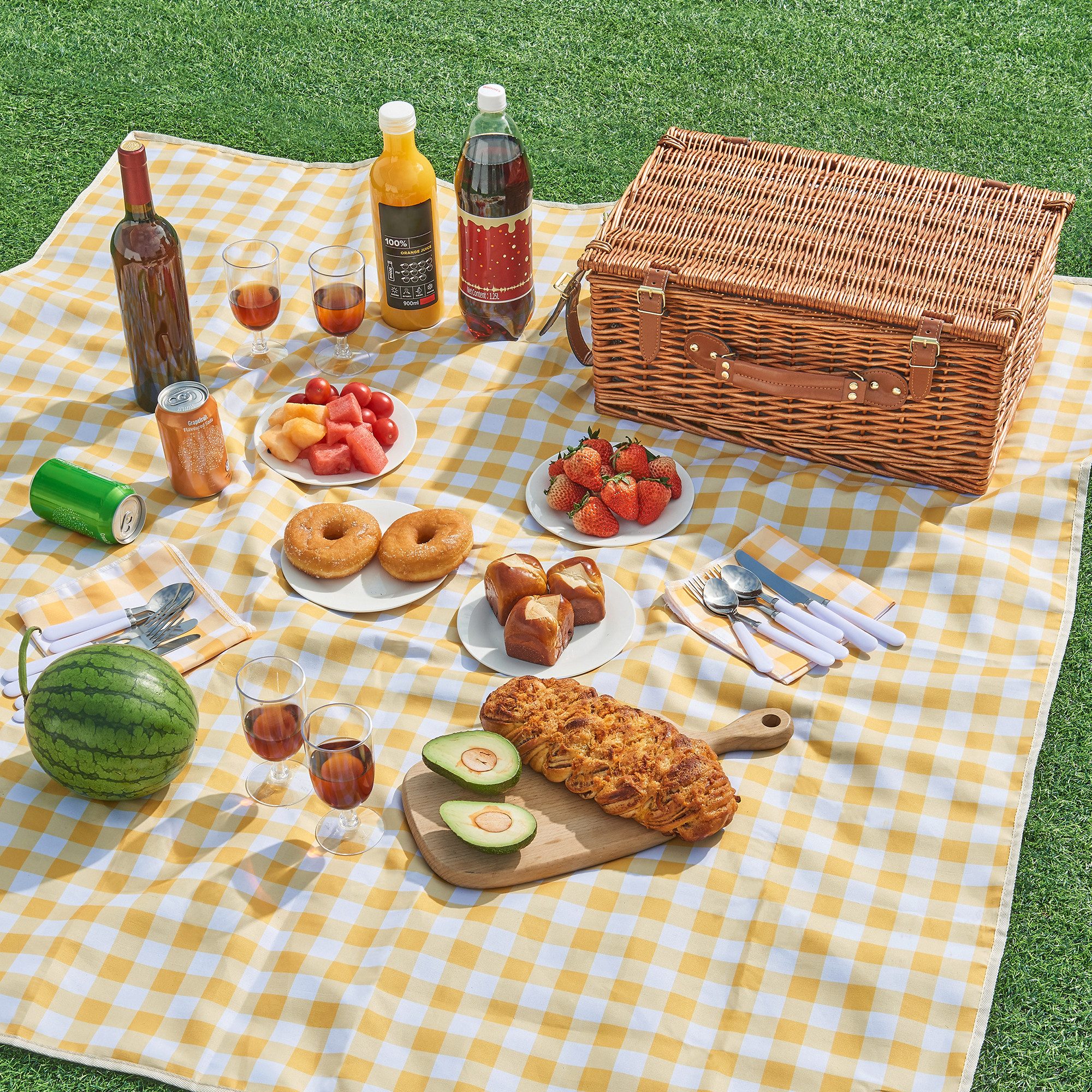 casa.pro Picknickkorb (Komplettset), »Brindisi« Weidenkorb für 4 Personen mit Geschirr und Besteck