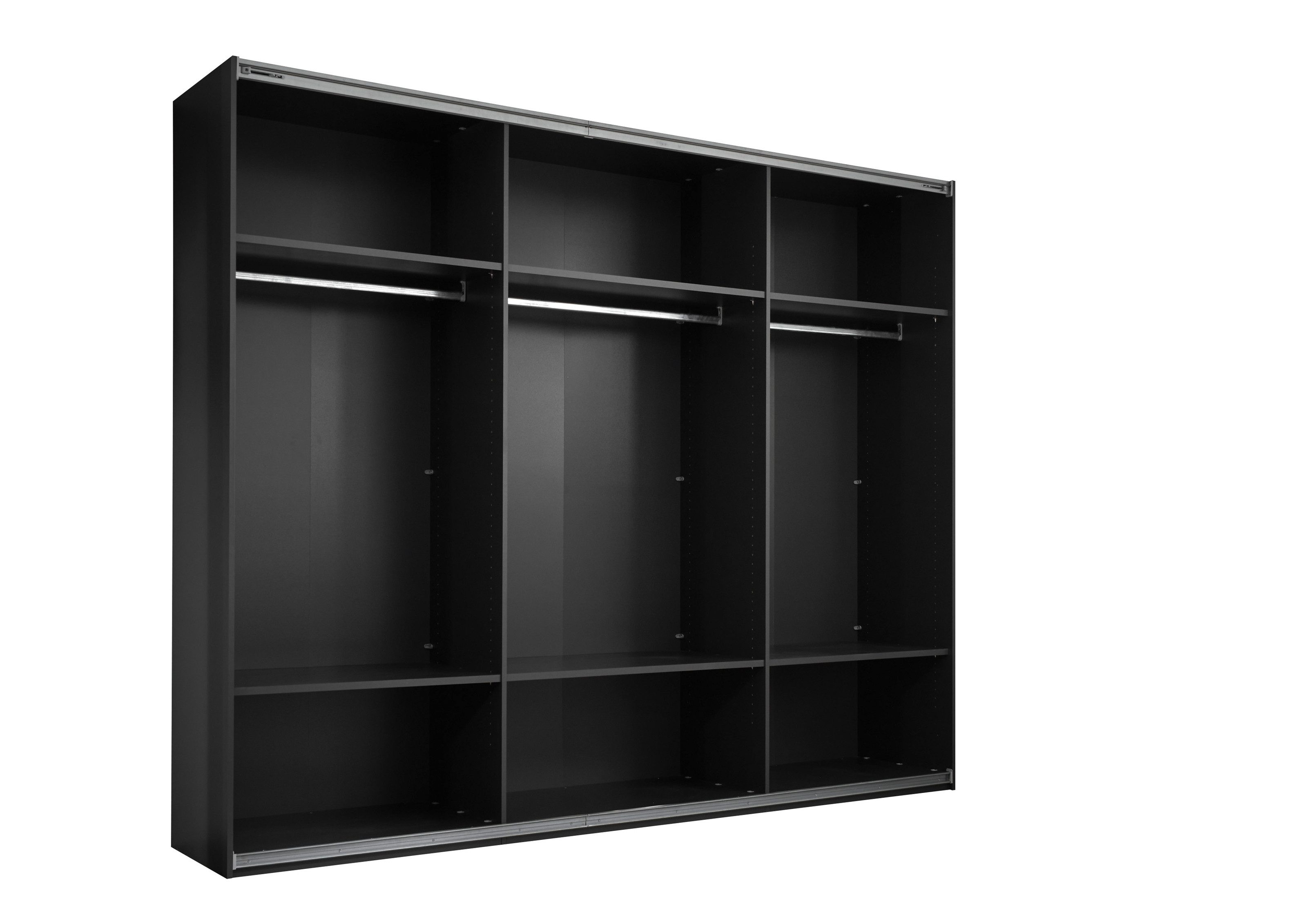 Schlafkontor Schwebetürenschrank in Schwarz, Melamin + Glas - 270x225x62cm (BxHxT)