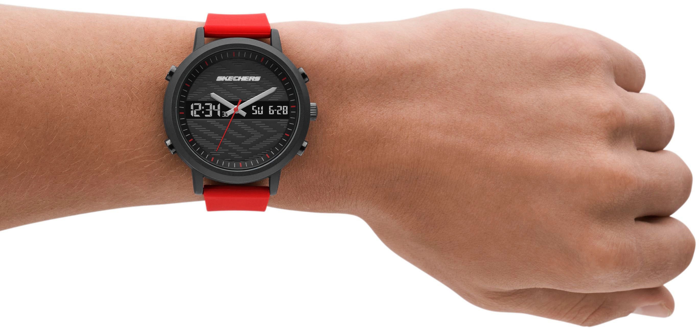 Skechers Chronograph LAWNDALE SR5073, Quarzuhr, Armbanduhr, Herrenuhr, Silikonarmband, digital,Stoppfunktion