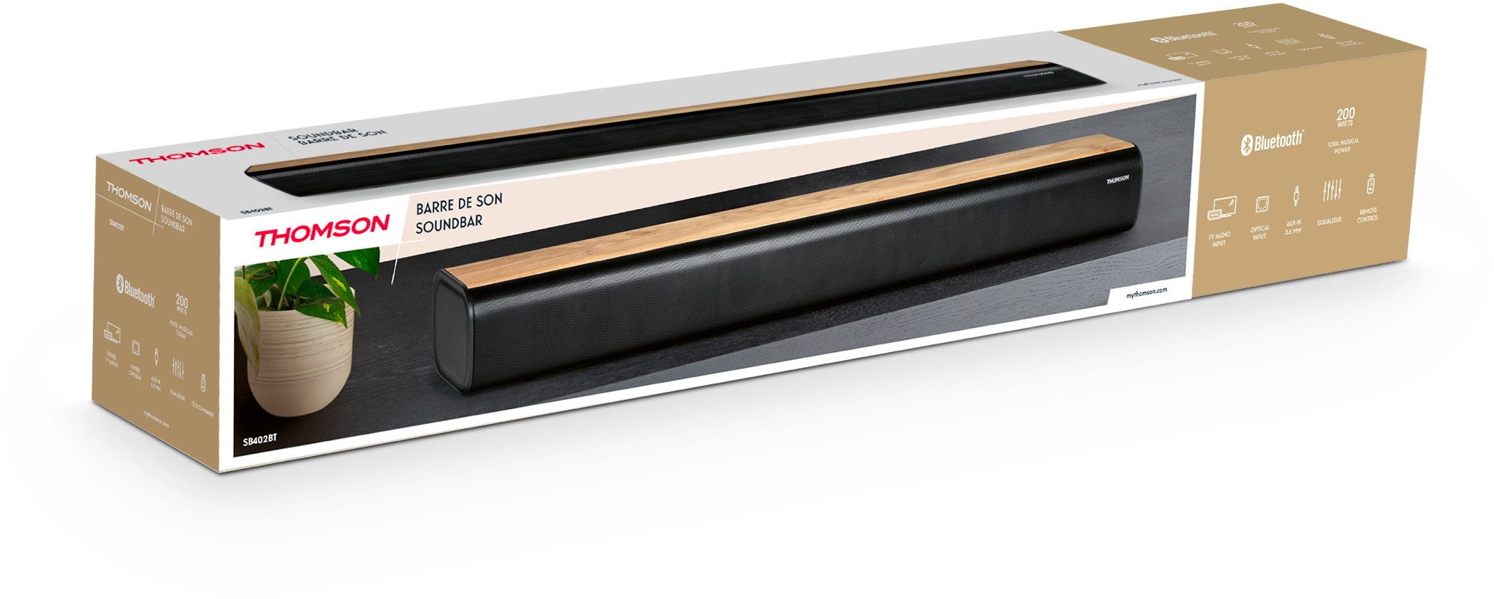 Thomson Bluetooth Soundbar SB402BT Soundsystem schwarz Holz TH388374 Stereoanlage