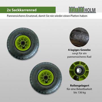 TRUTZHOLM Sackkarren-Rad 2x Sackkarrenrad 260x85 mm 3.00-4 Luftrad 4PR Lagen mit Nadellager