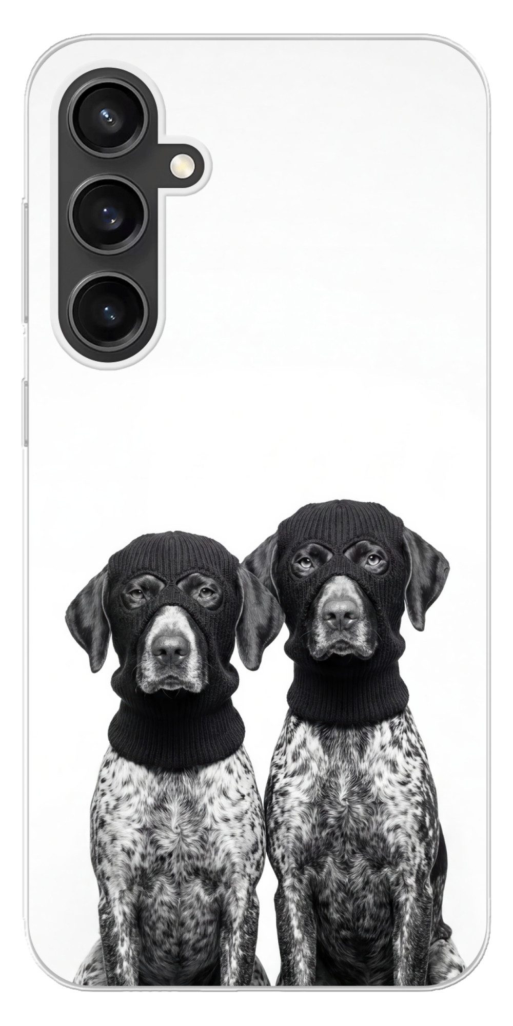MuchoWow Handyhülle für Samsung Galaxy S23 FE Hunde - Balaclava - Schwarz - Weiß